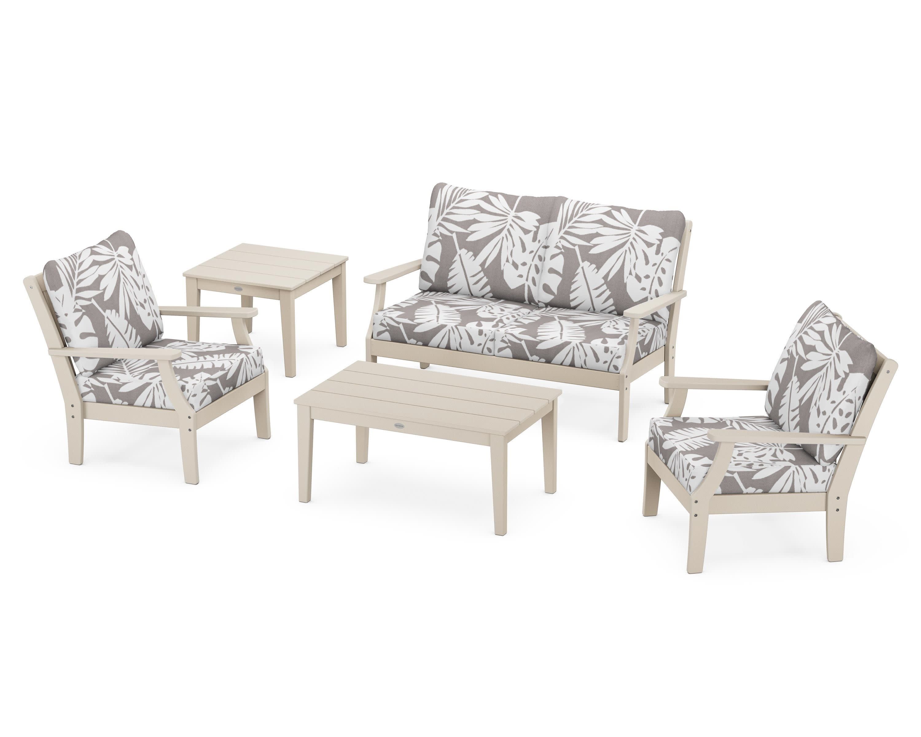 Braxton 5-Piece Deep Seating Set in Sand / Leaf Grey Mist
