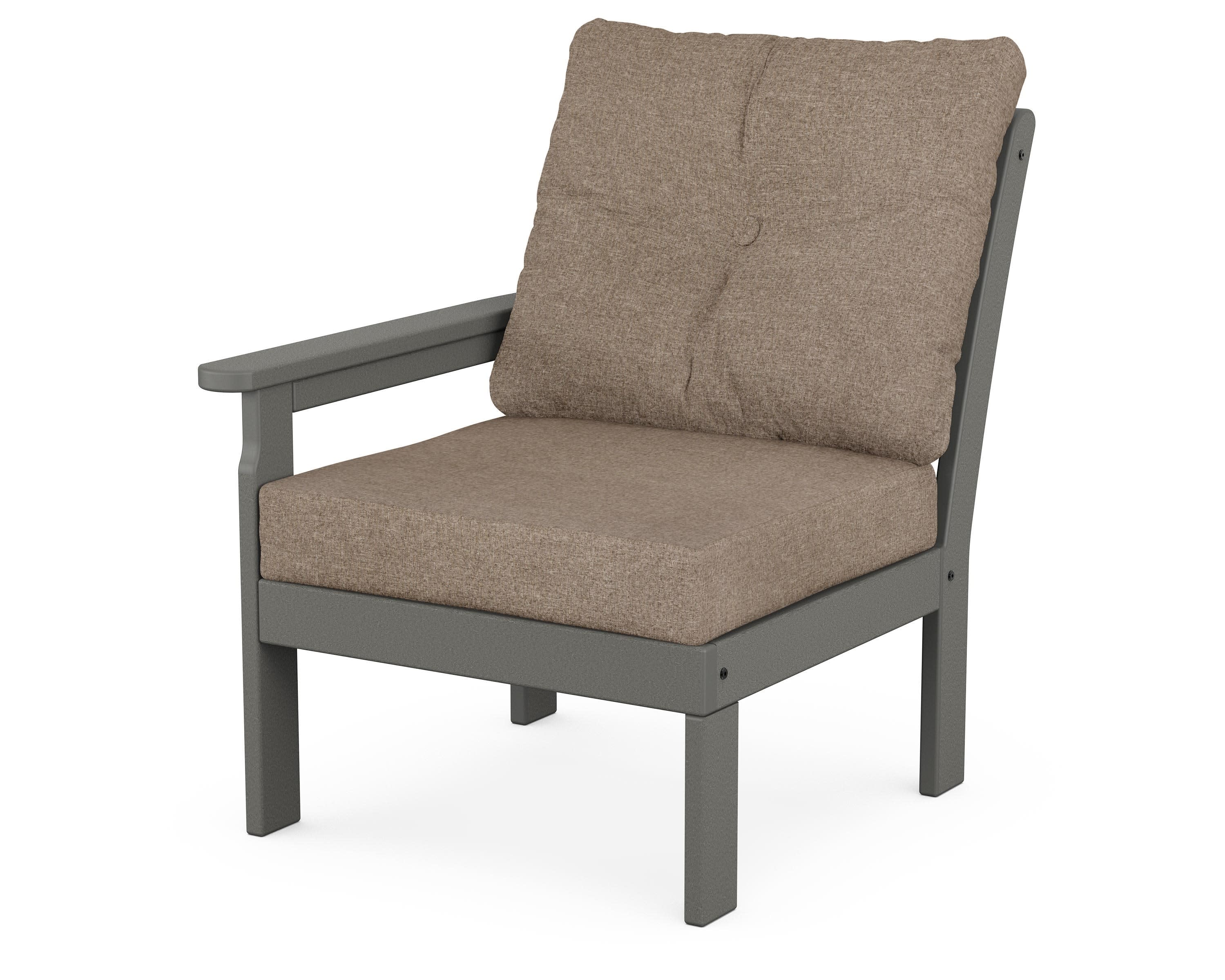Vineyard Modular Left Arm Chair in Slate Grey / Spiced Burlap