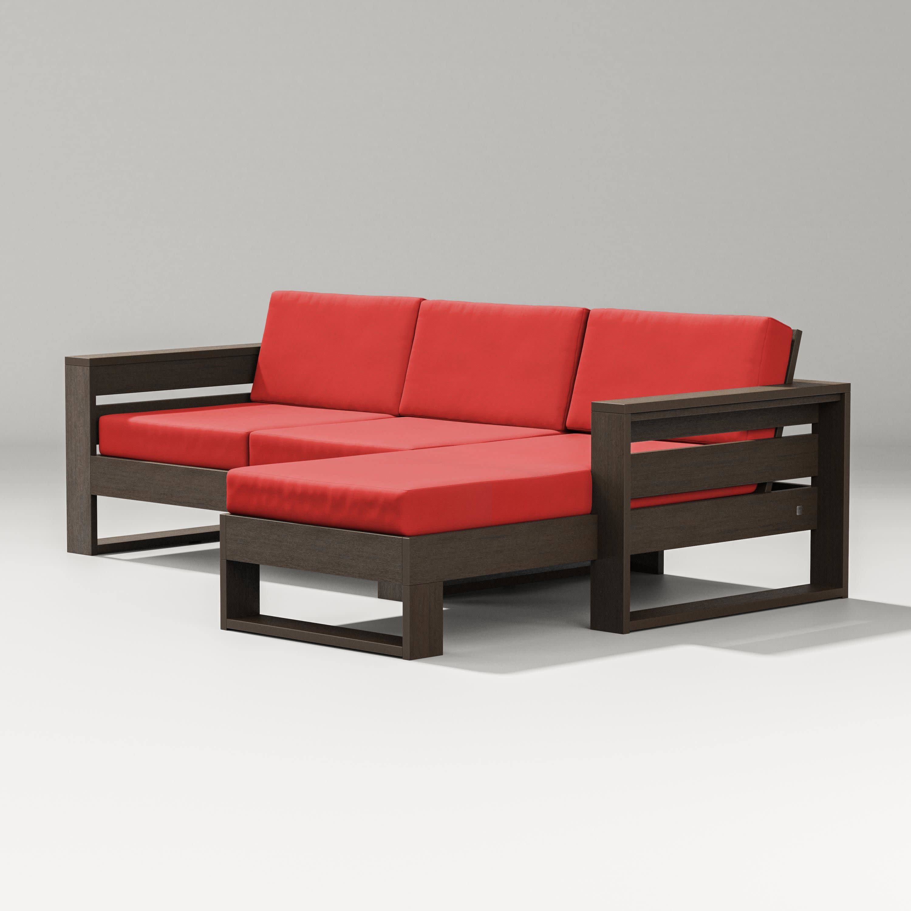 Latitude Right Chaise Sectional in Kona / Crimson Linen