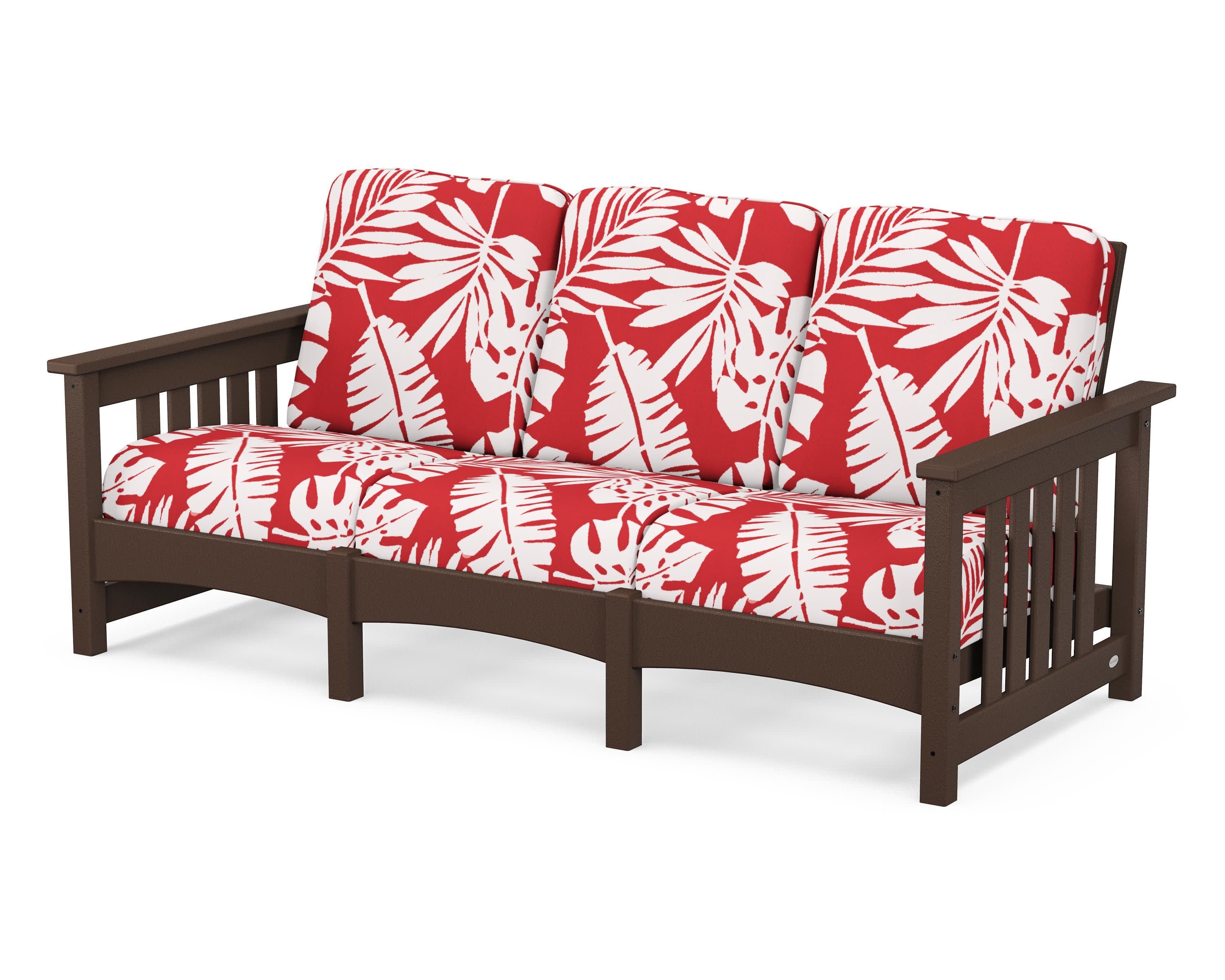 Club Mission Sofa in Mahogany / Leaf Crimson