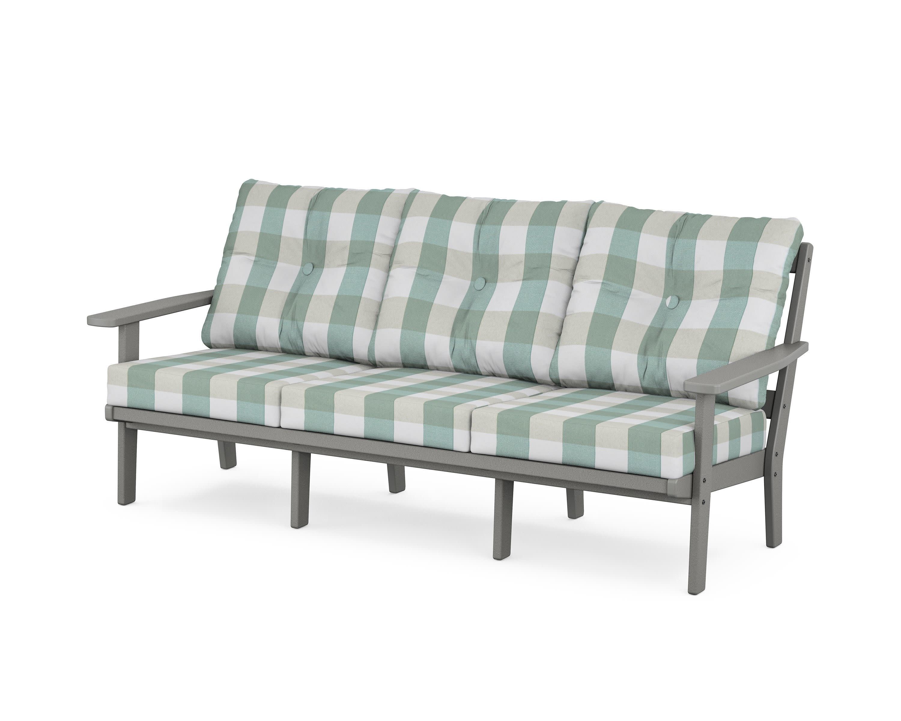 Oxford Deep Seating Sofa in Slate Grey / Buffalo Plaid Glacier Spa