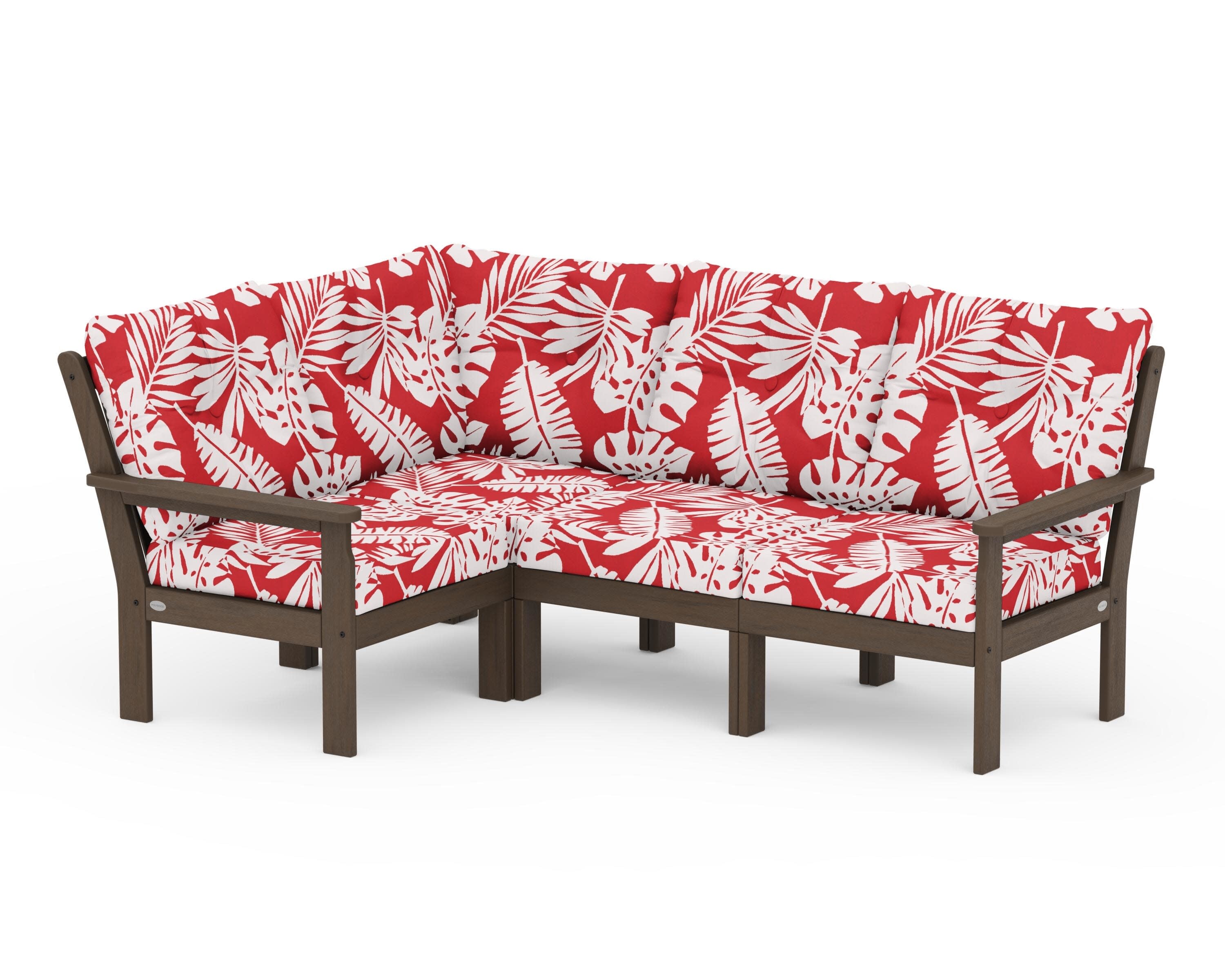 Vineyard 4-Piece Sectional in Kona / Leaf Crimson