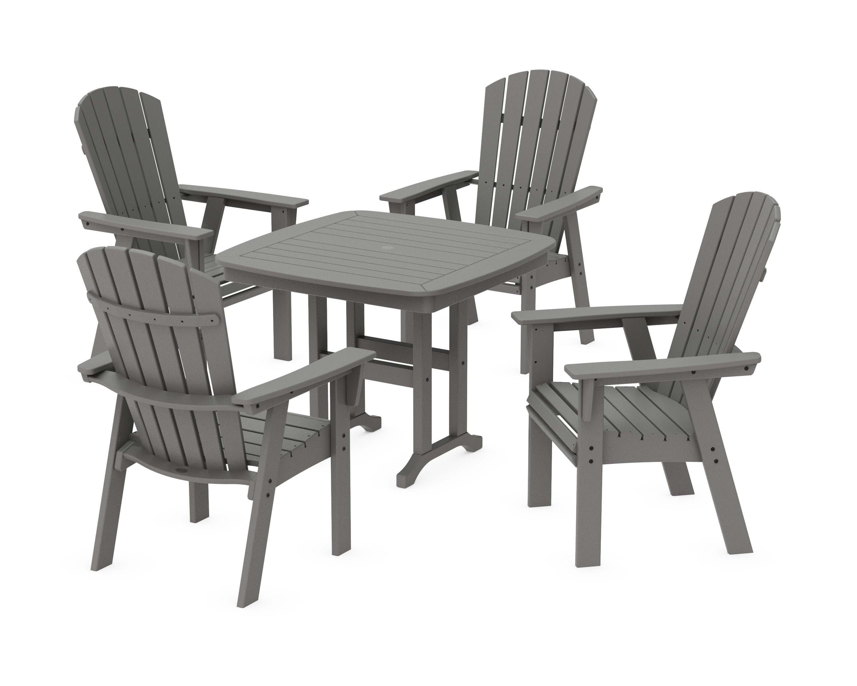 Nautical Curveback Adirondack 5-Piece Dining Set in Slate Grey