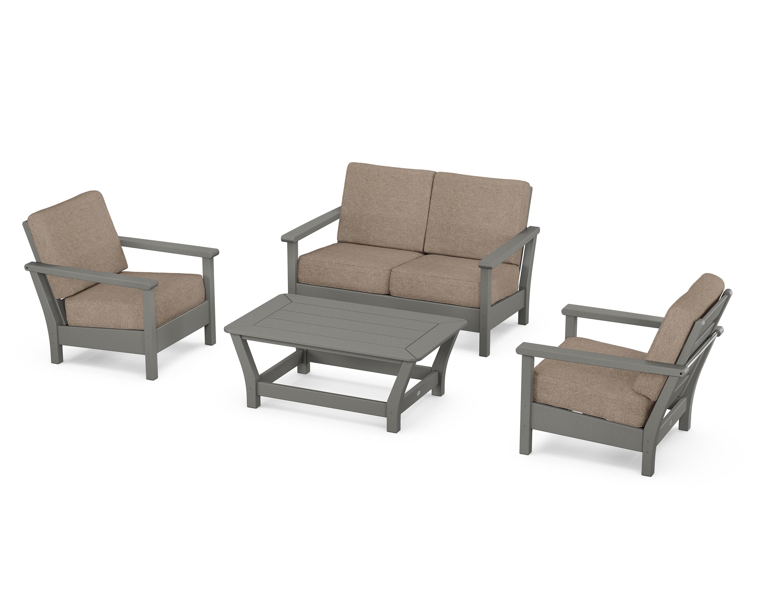 Harbour 4-Piece Deep Seating Set in Slate Grey / Spiced Burlap