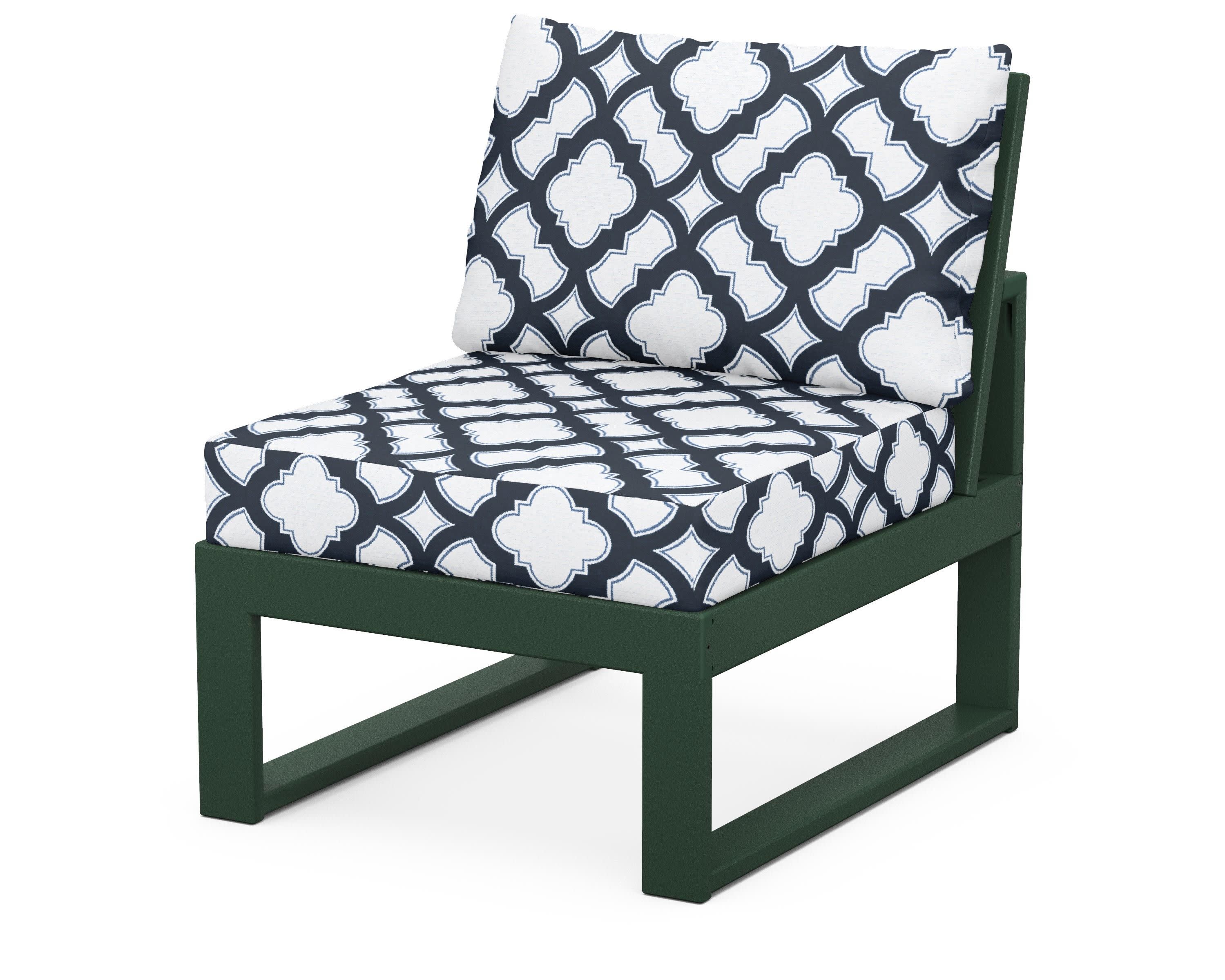 Modular Armless Chair in Green / Trellis Marine Indigo