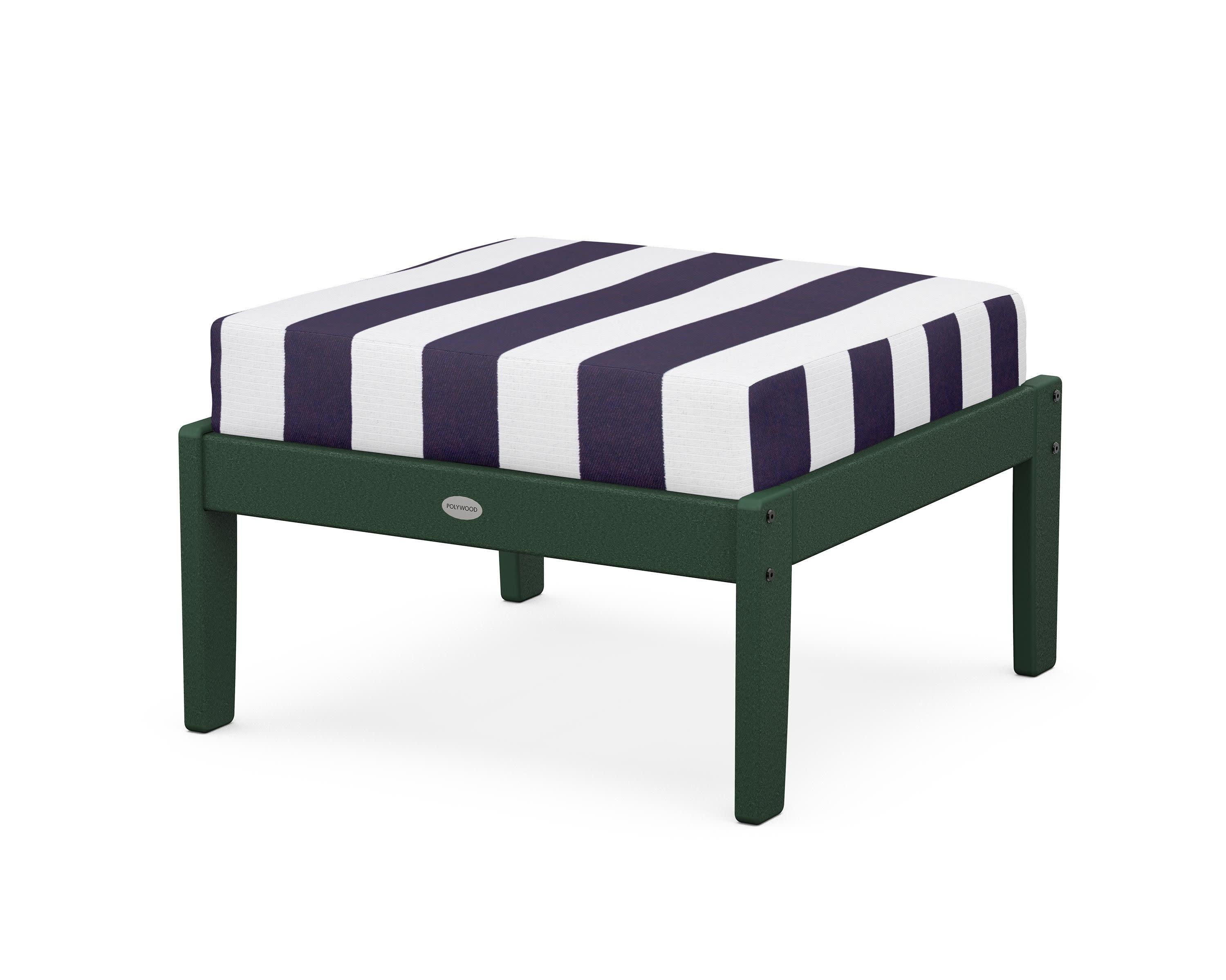 Braxton Deep Seating Ottoman in Green / Cabana Stripe Navy