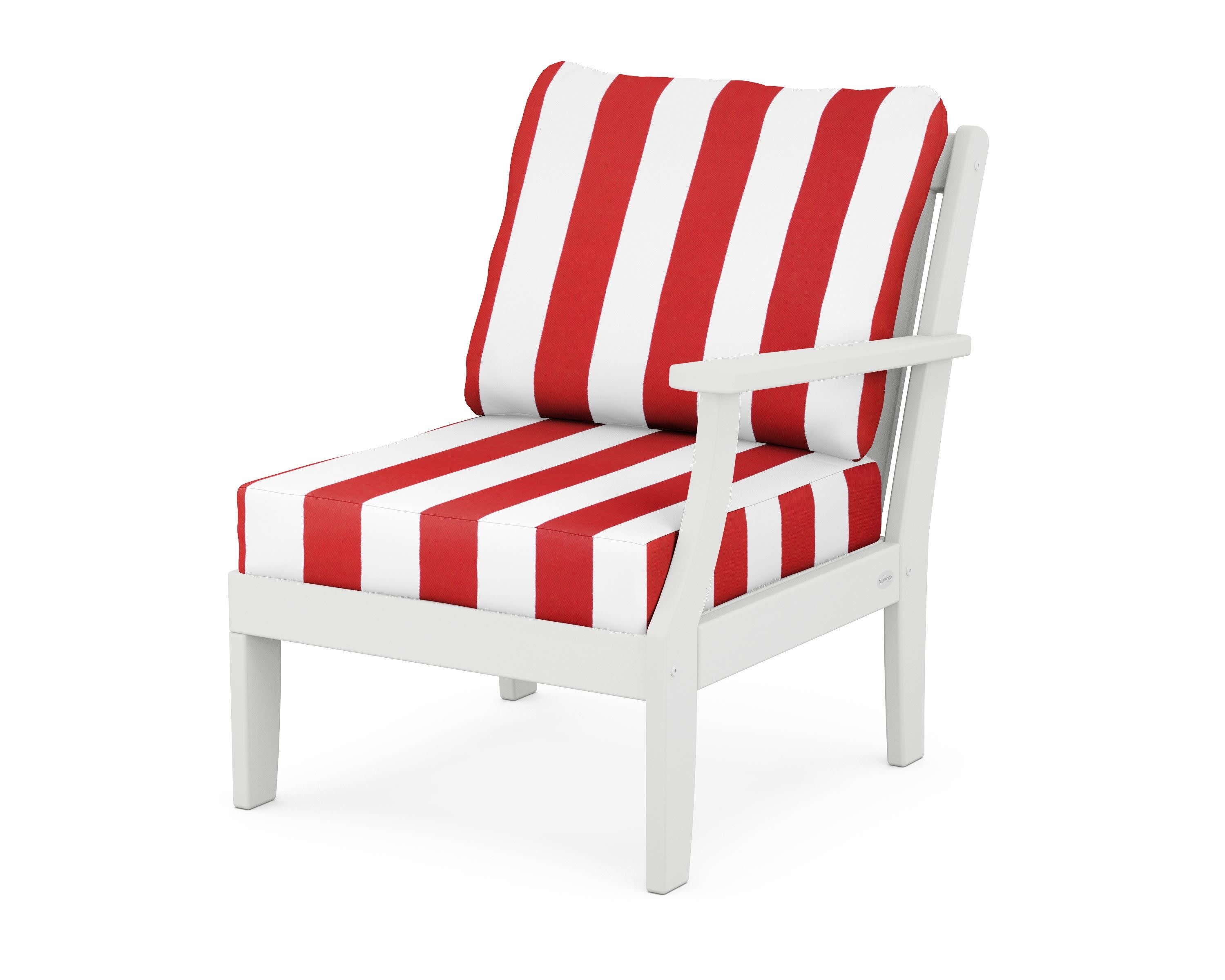 Braxton Modular Right Arm Chair in White / Cabana Stripe Crimson