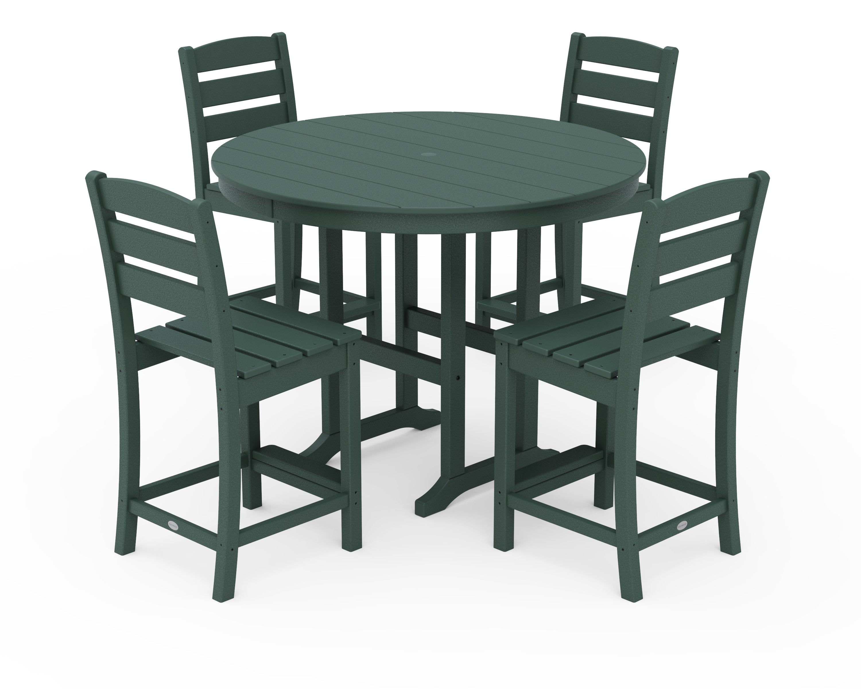 Lakeside 5-Piece Farmhouse Round Side Chair Counter Set in Green