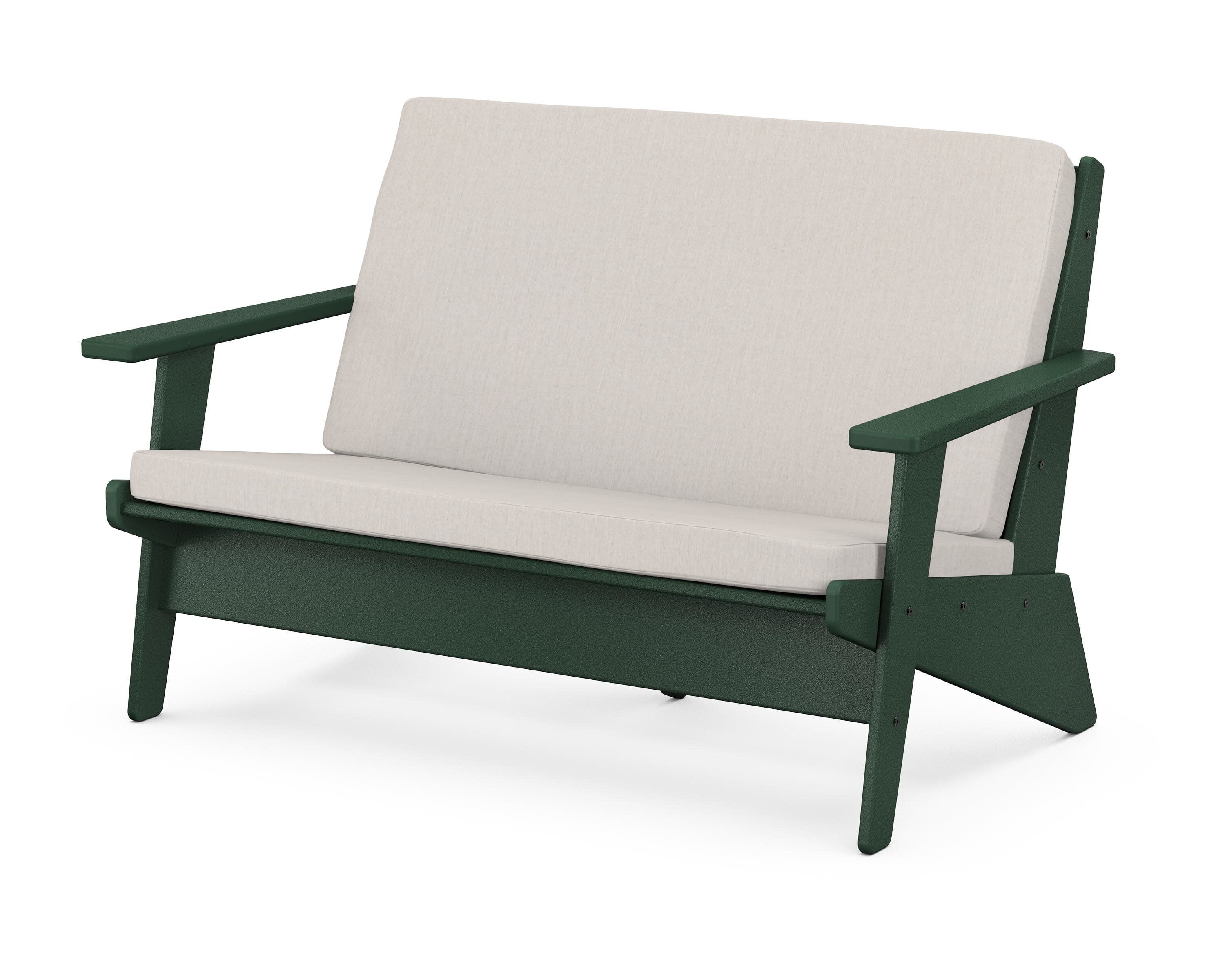 Riviera Modern Lounge Loveseat in Green / Cast Ash
