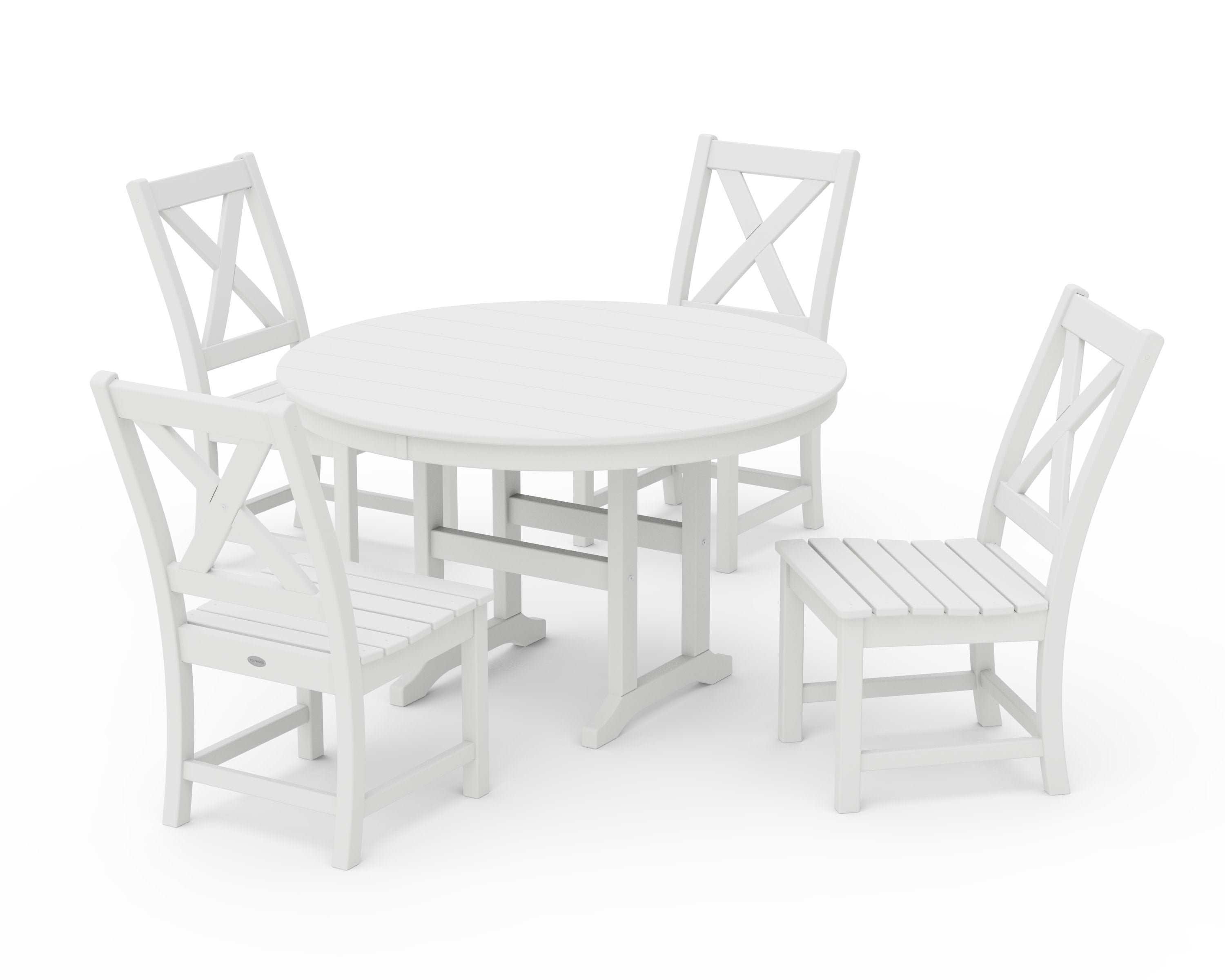 Braxton Side Chair 5-Piece Round Dining Set in White