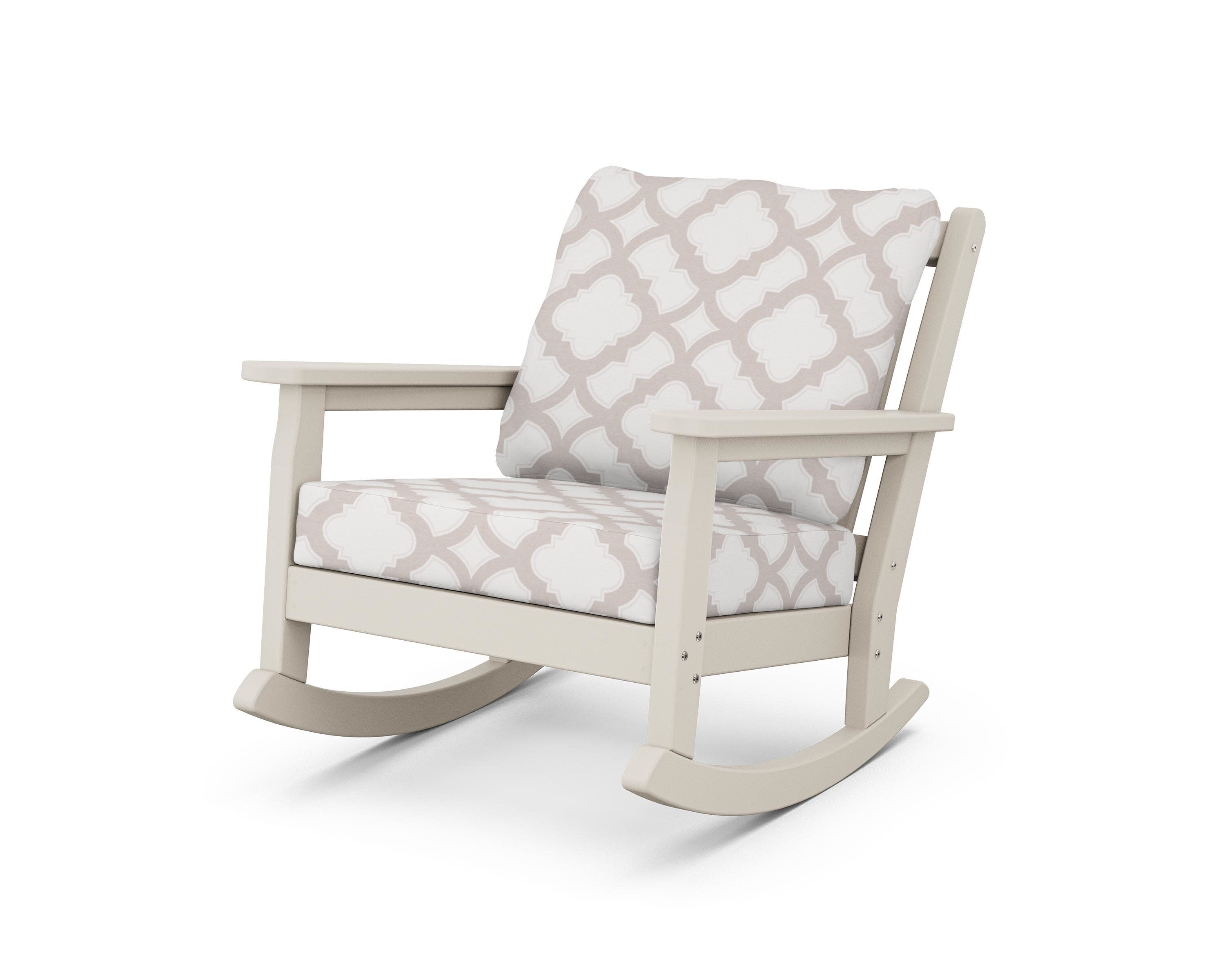 Chippendale Deep Seating Rocking Chair in Sand / Trellis Dune Burlap