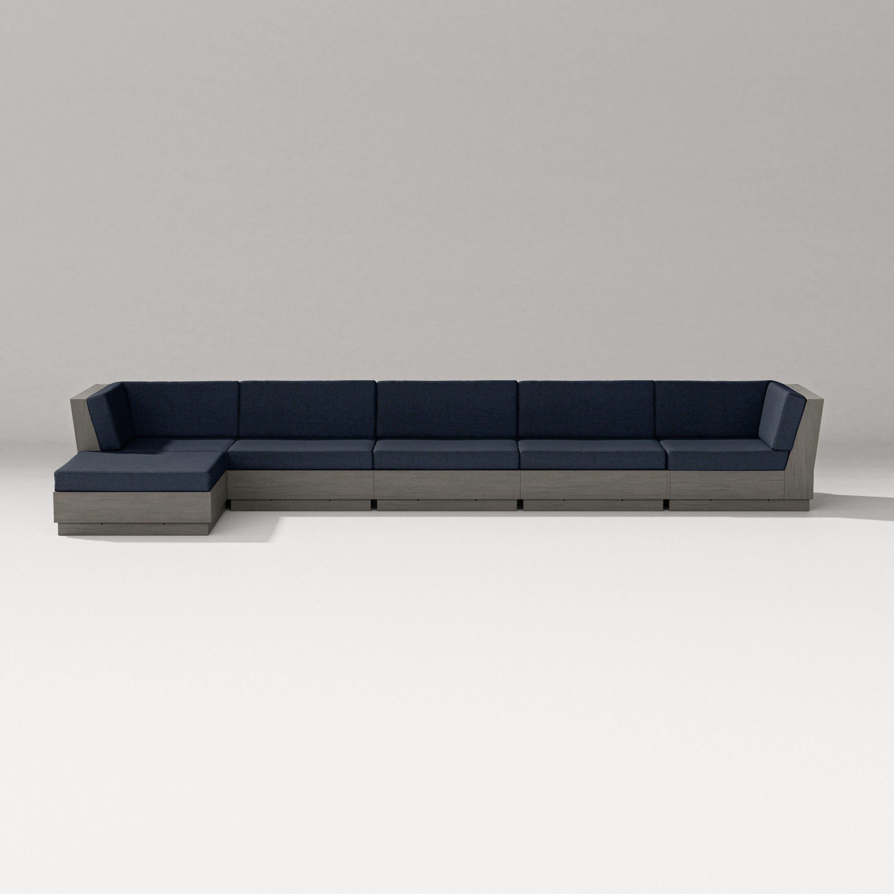 Elevate 6-Piece Chaise Sectional in Driftwood / Marine Indigo