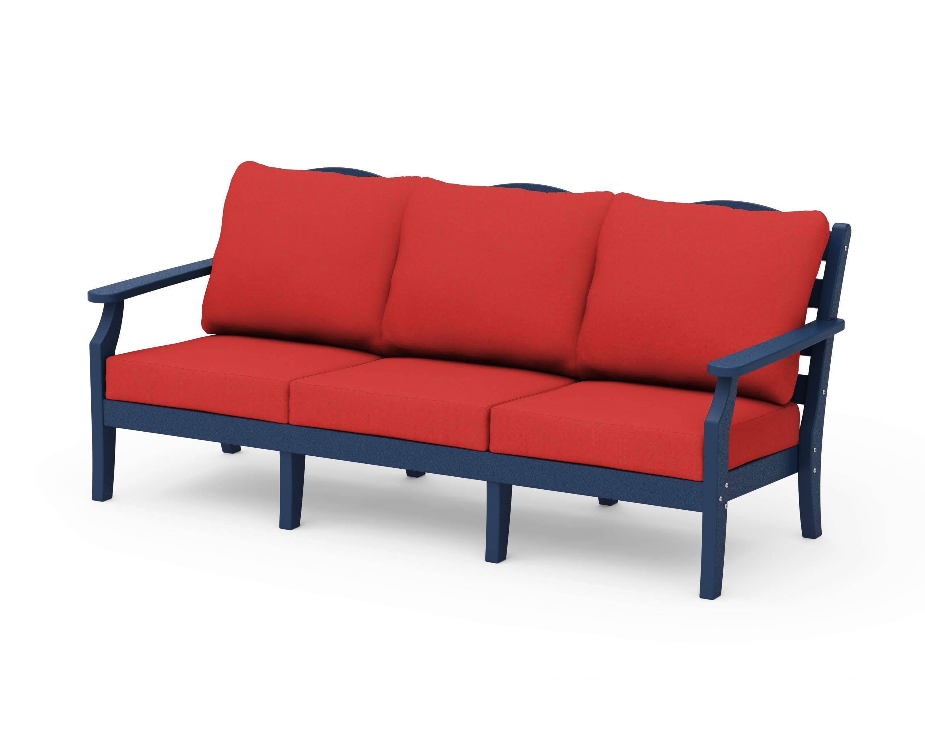 Savannah Deep Seating Sofa in Navy / Crimson Linen