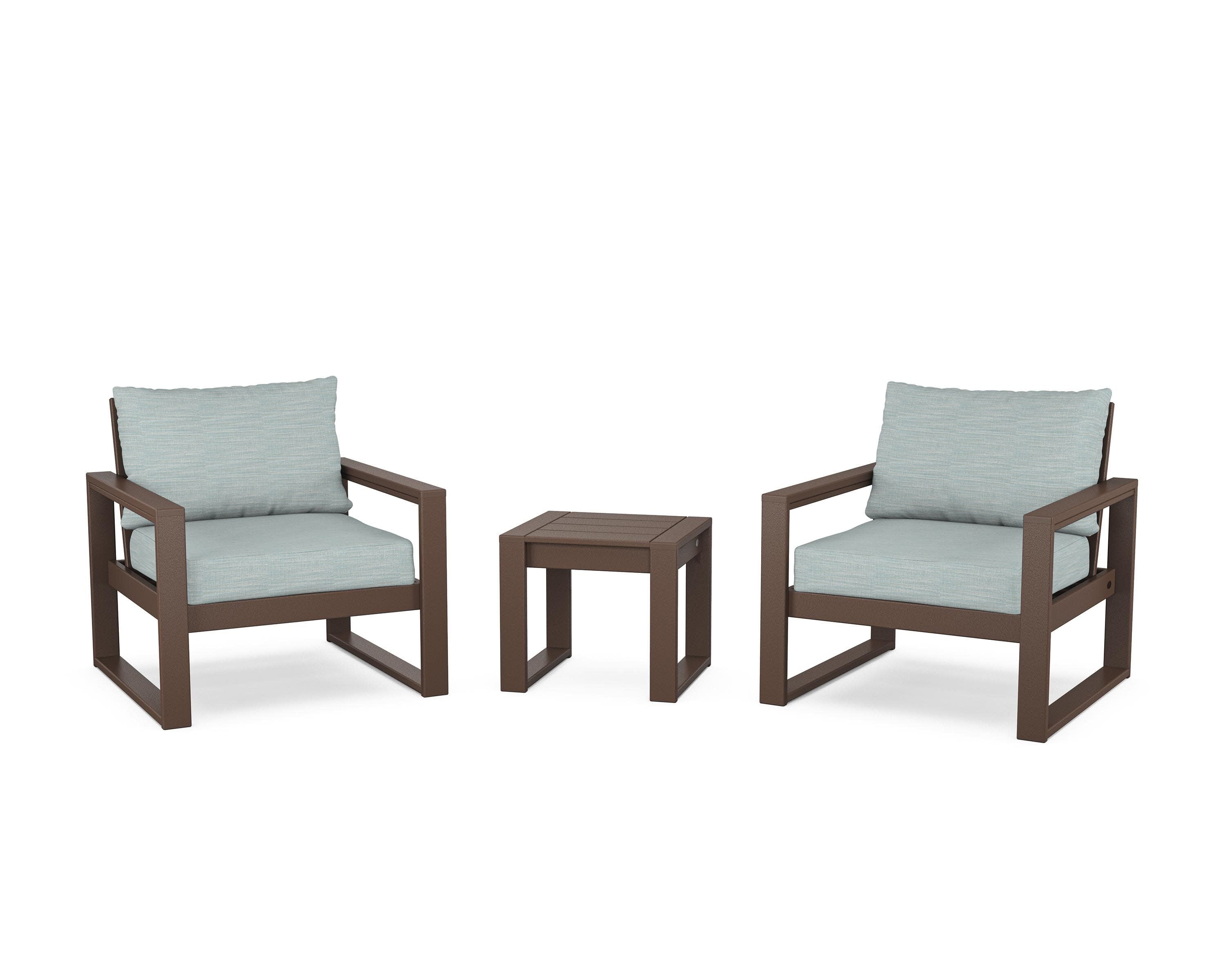 EDGE Sectional 3-Piece Deep Seating Set in Mahogany / Soothe Mist
