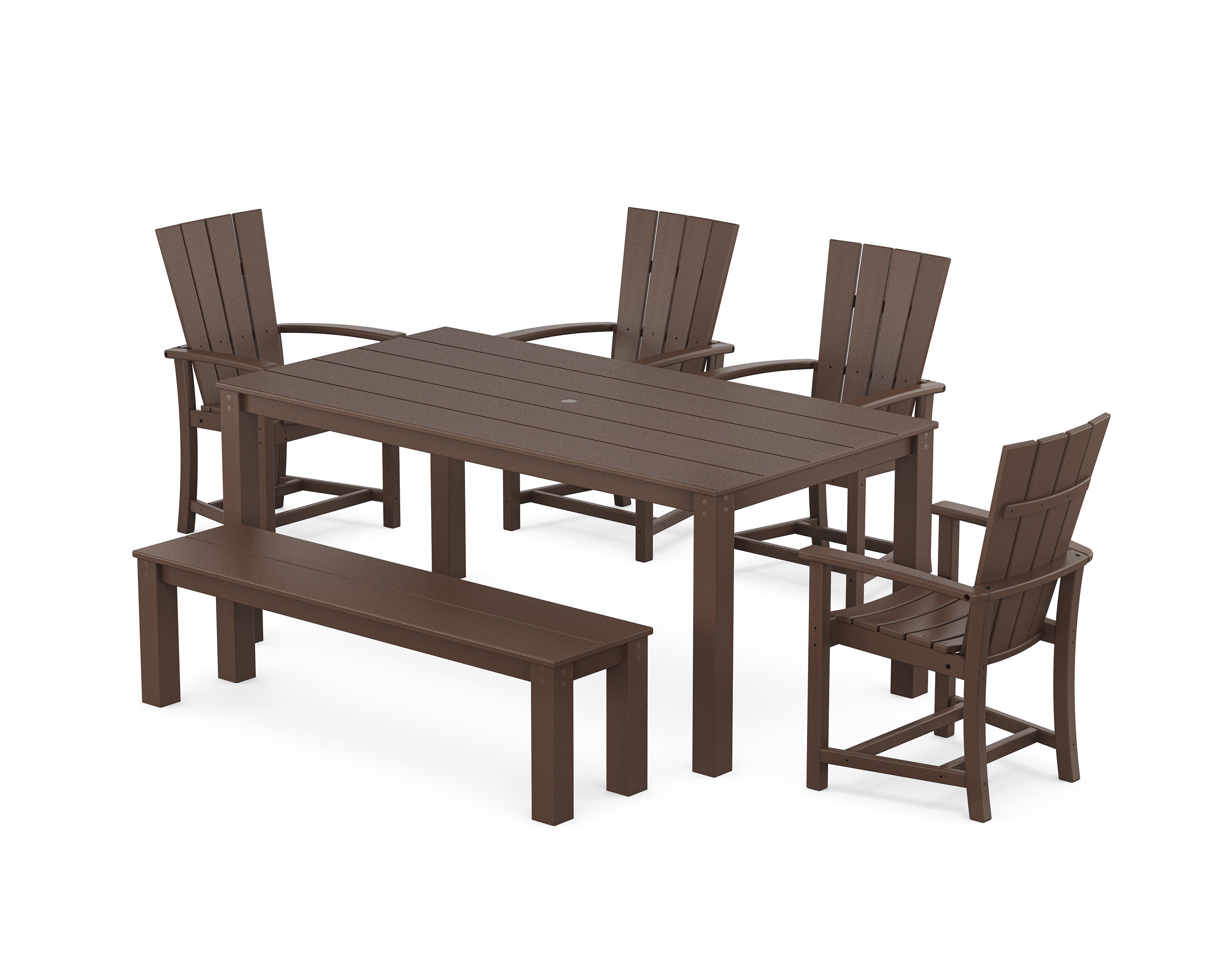 Quattro 6-Piece Parsons Dining Set with Bench in Mahogany