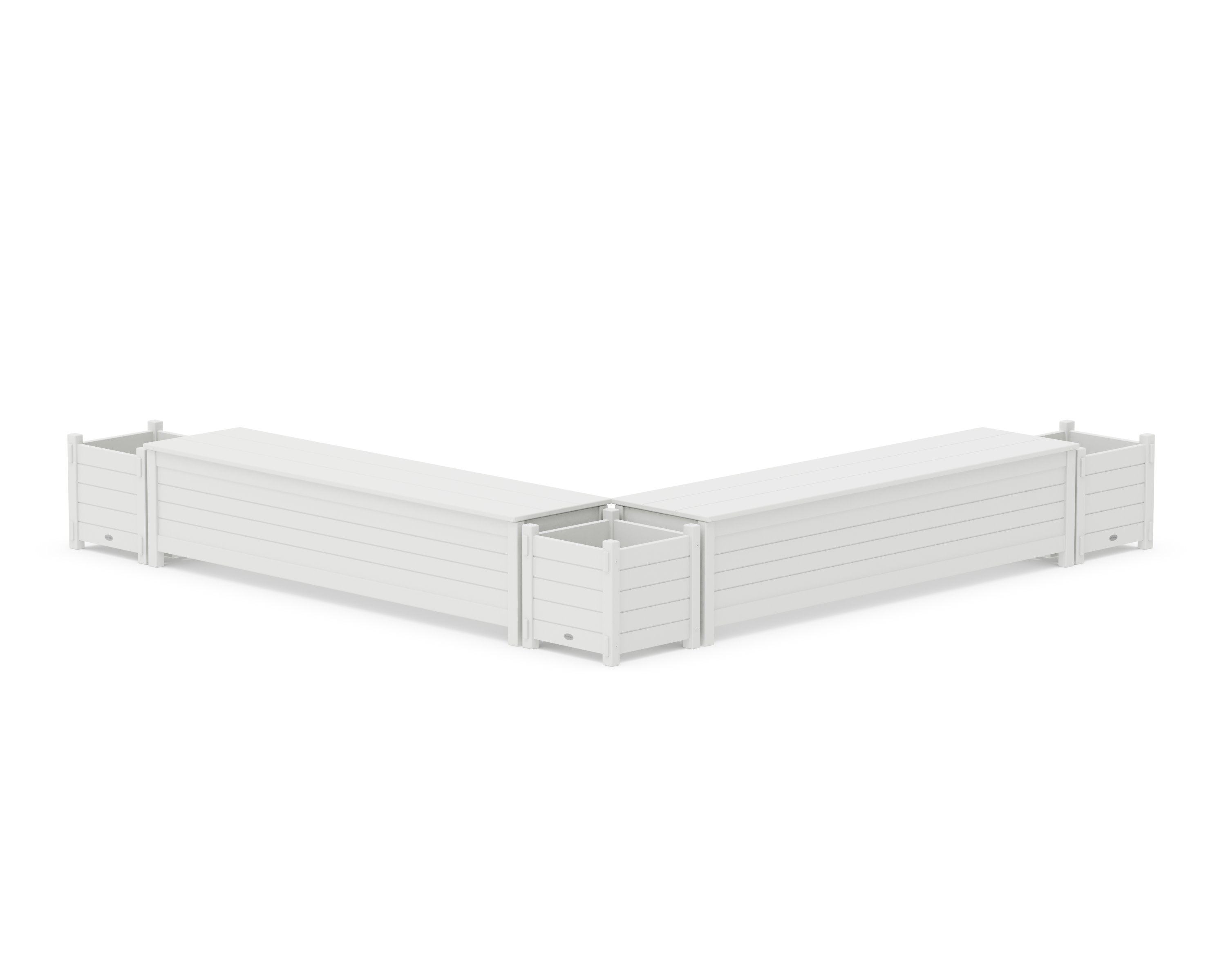 72" Nautical L- Shaped Planter Storage Bench Corner Set in White