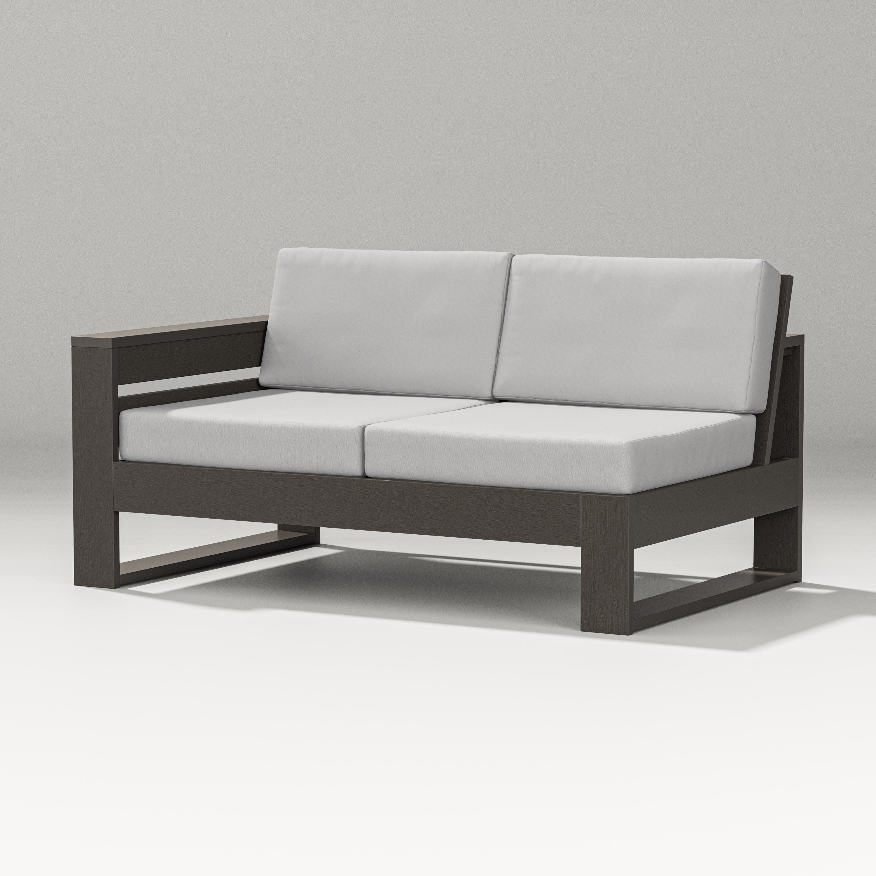Latitude Modular Left Arm Loveseat in Vintage Coffee / Diamond in the Rough