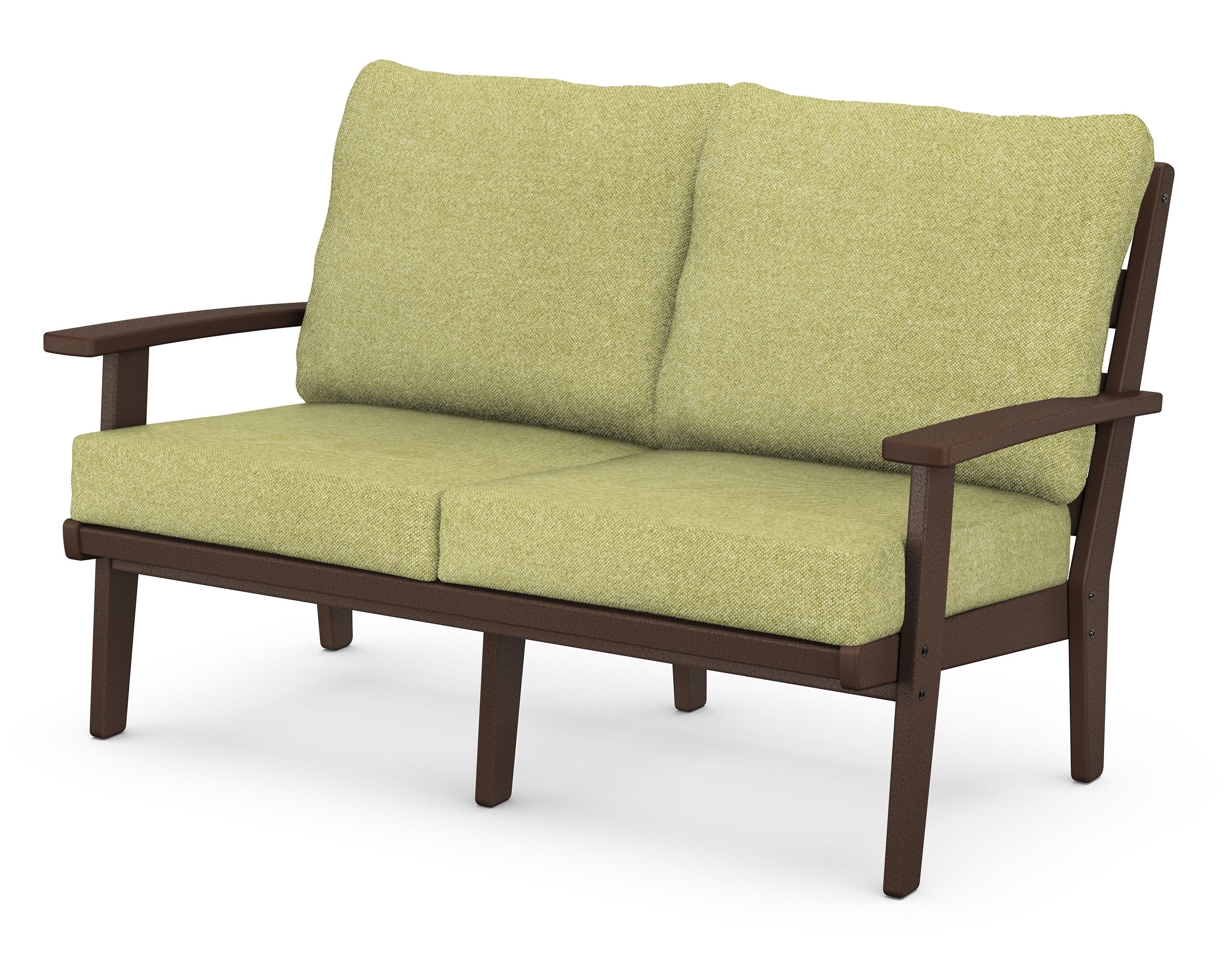 Grant Park Deep Seating Loveseat in Mahogany / Chartreuse Boucle