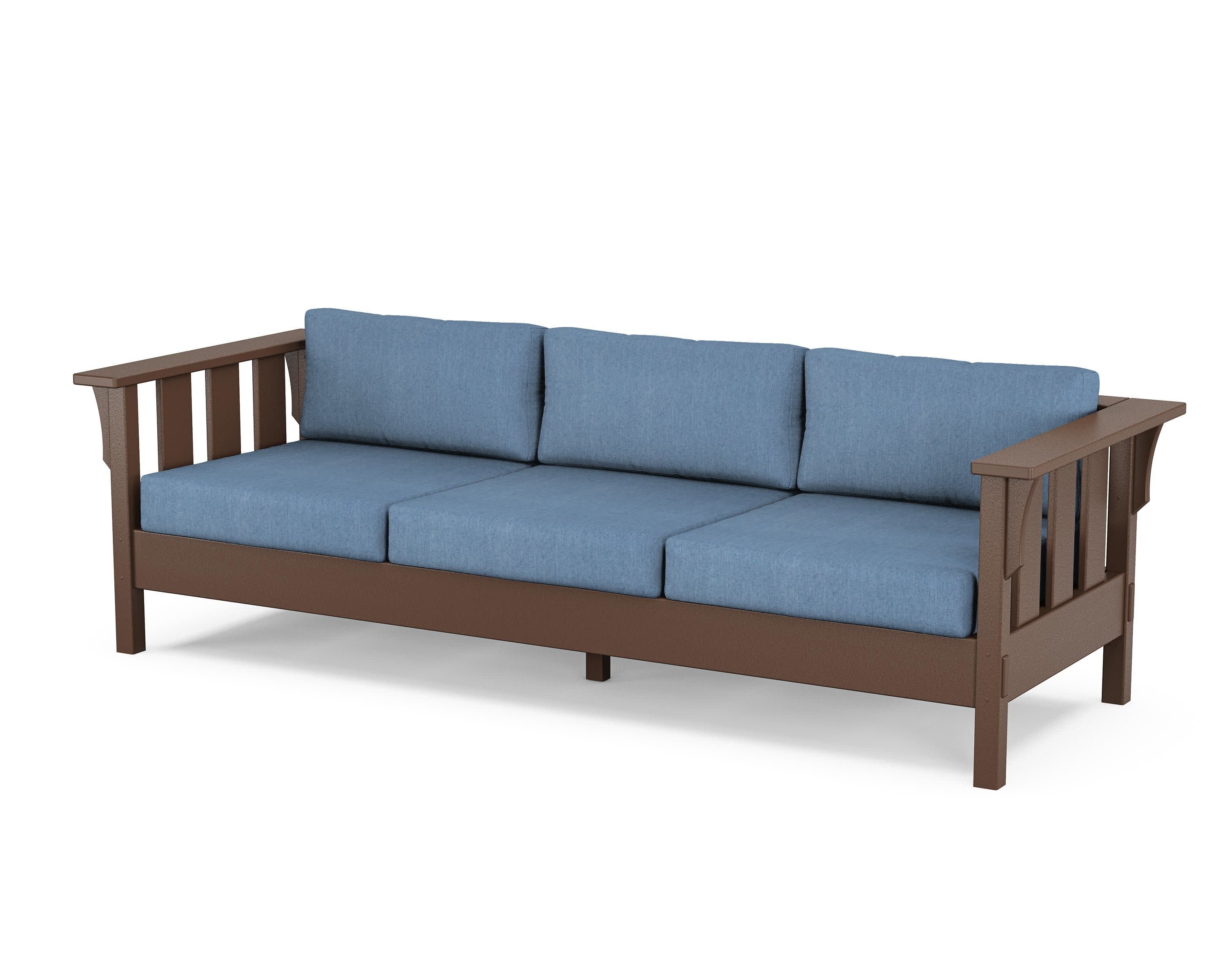 Acadia Deep Seating Sofa in Mahogany / Sky Blue