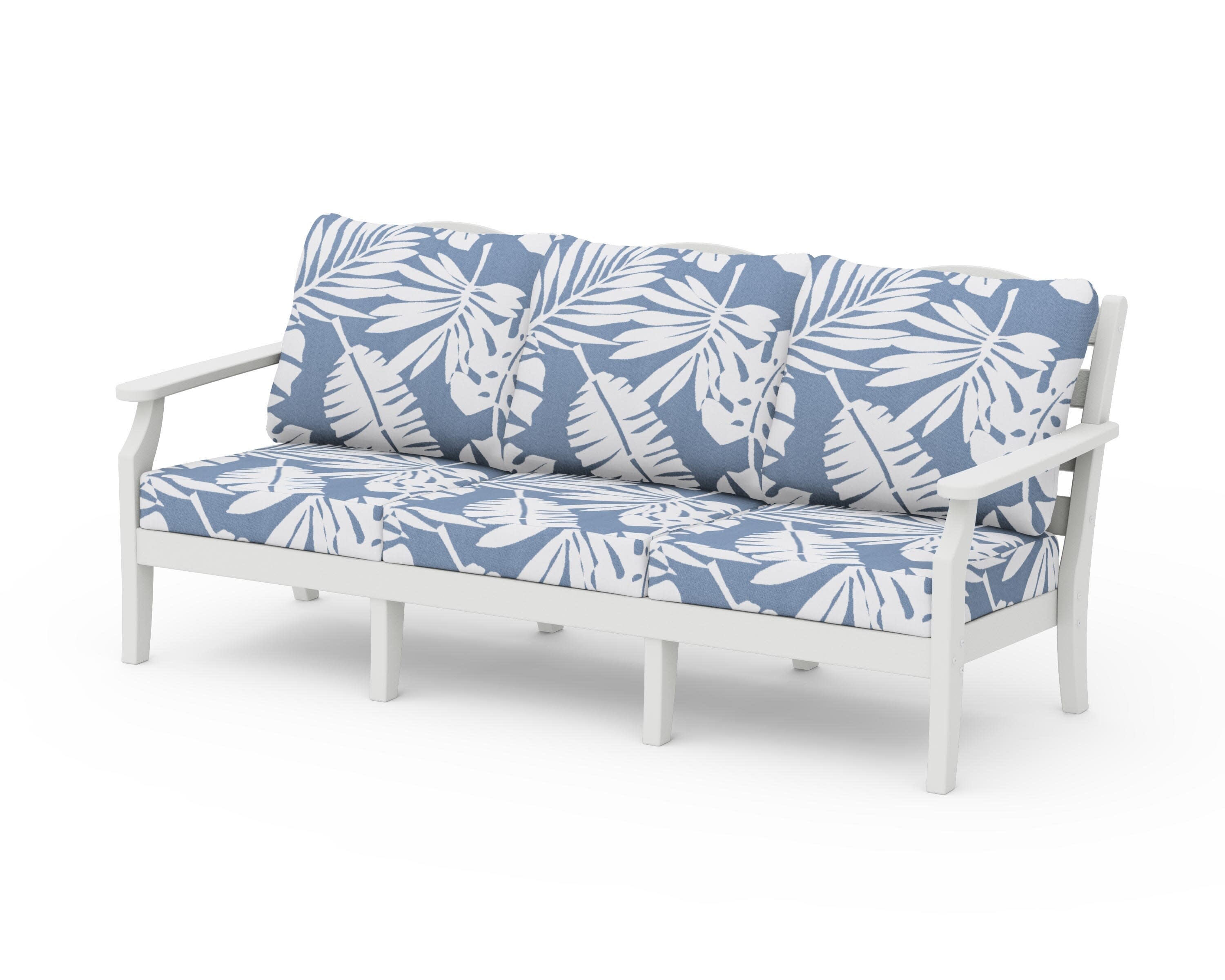 Savannah Deep Seating Sofa in Vintage White / Leaf Sky Blue