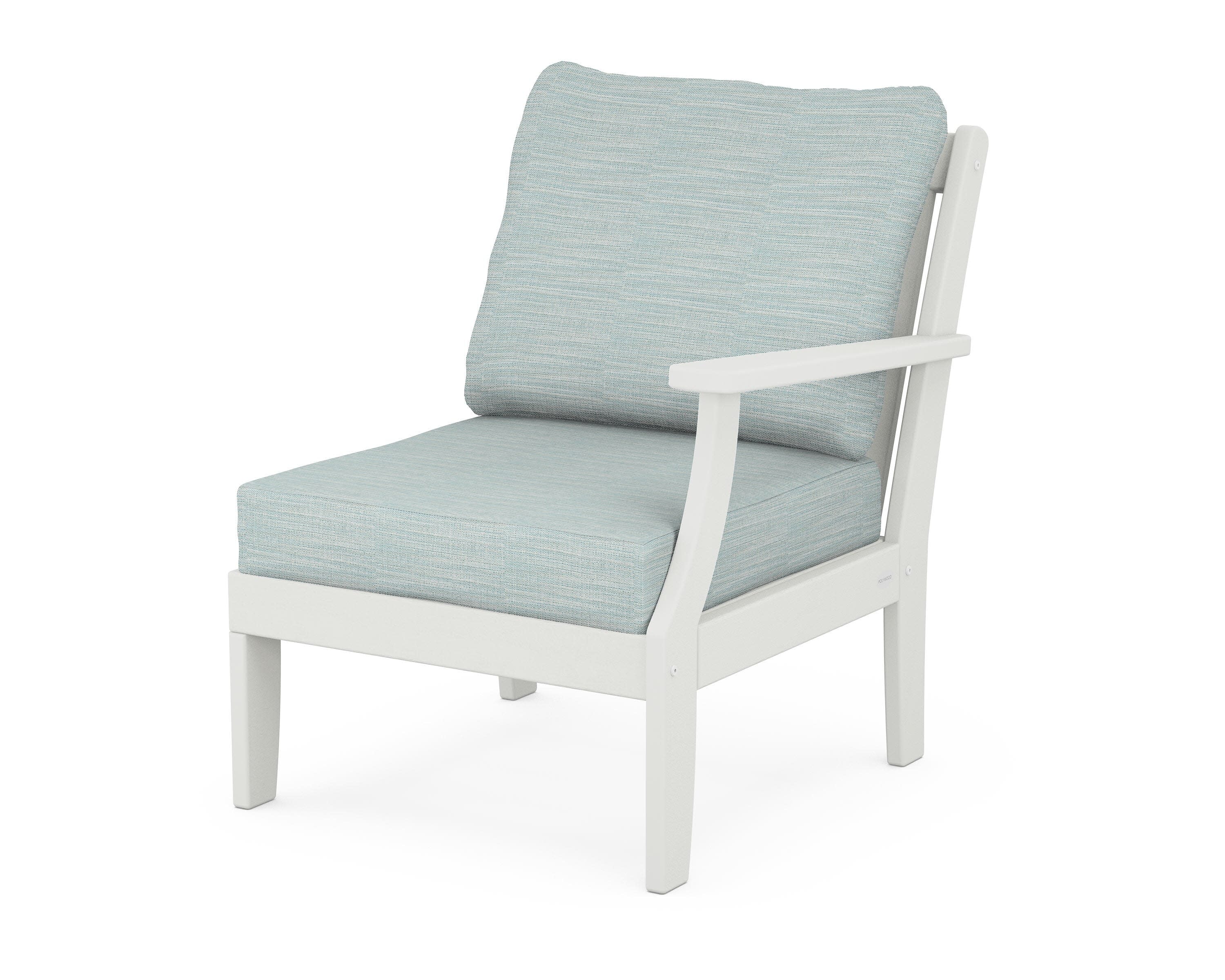 Braxton Modular Right Arm Chair in Vintage White / Soothe Mist