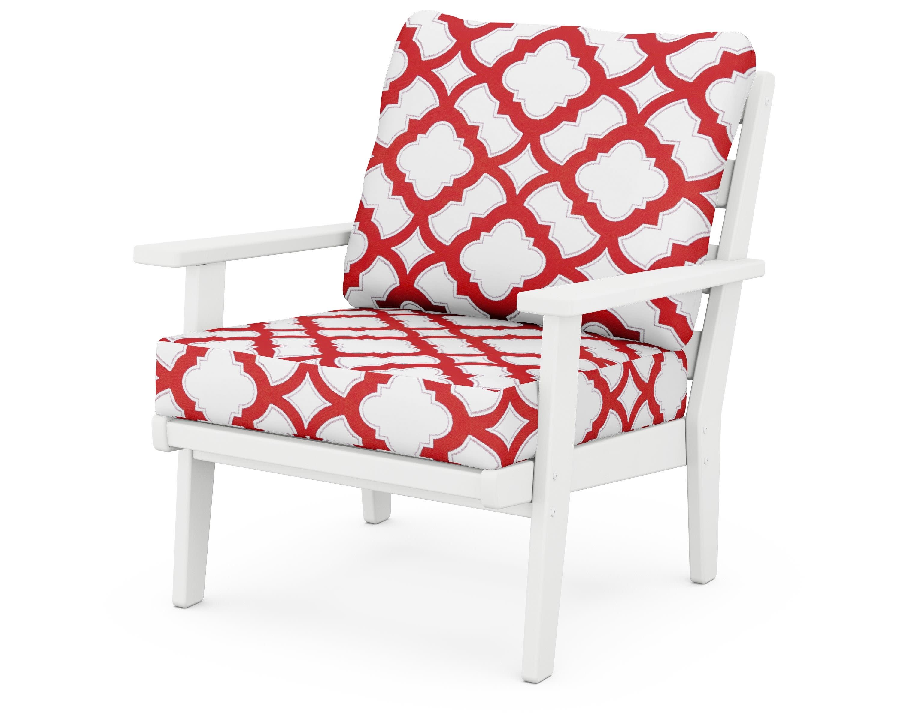 Grant Park Deep Seating Chair in White / Trellis Crimson
