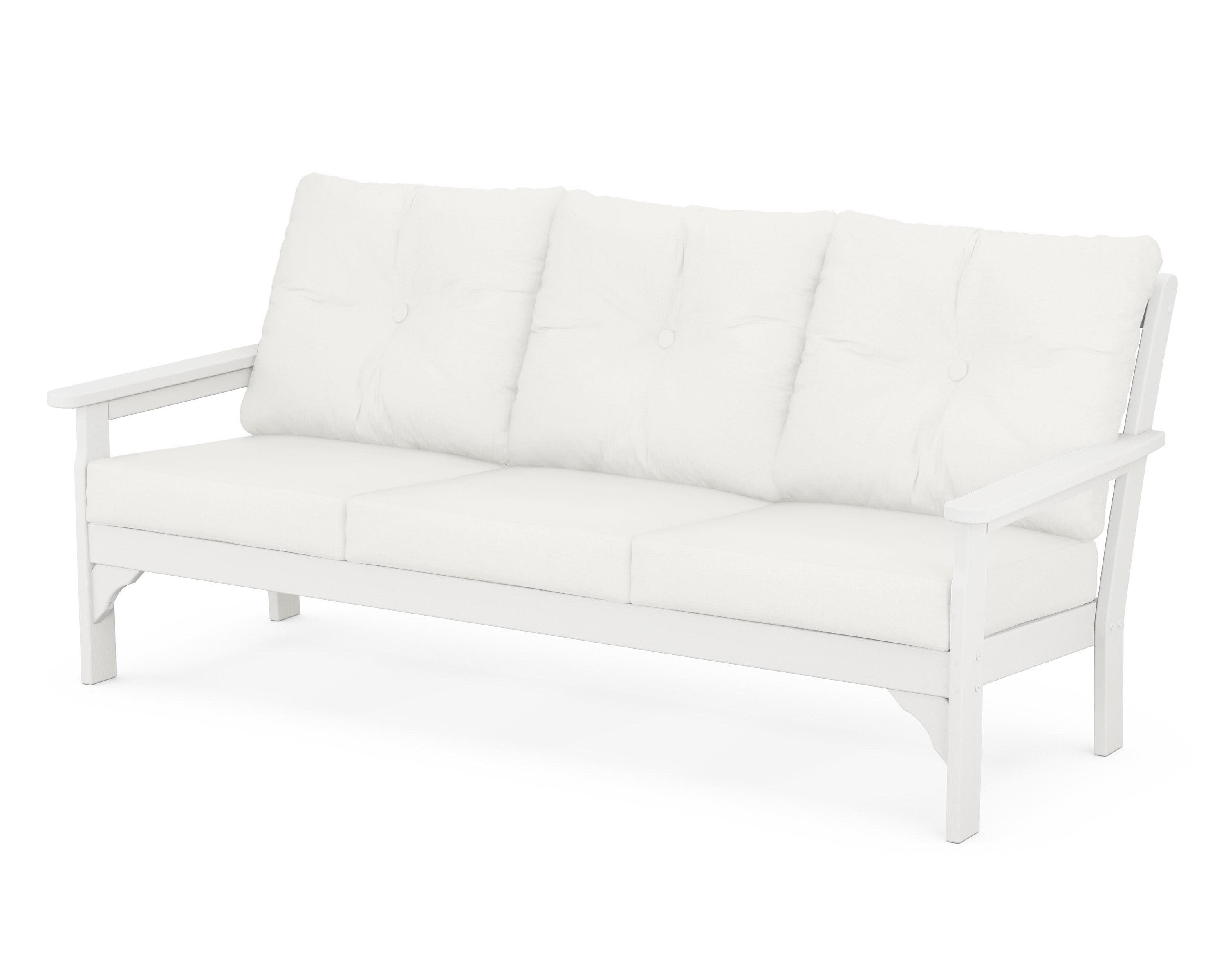 Vineyard Deep Seating Sofa in White / Natural Linen