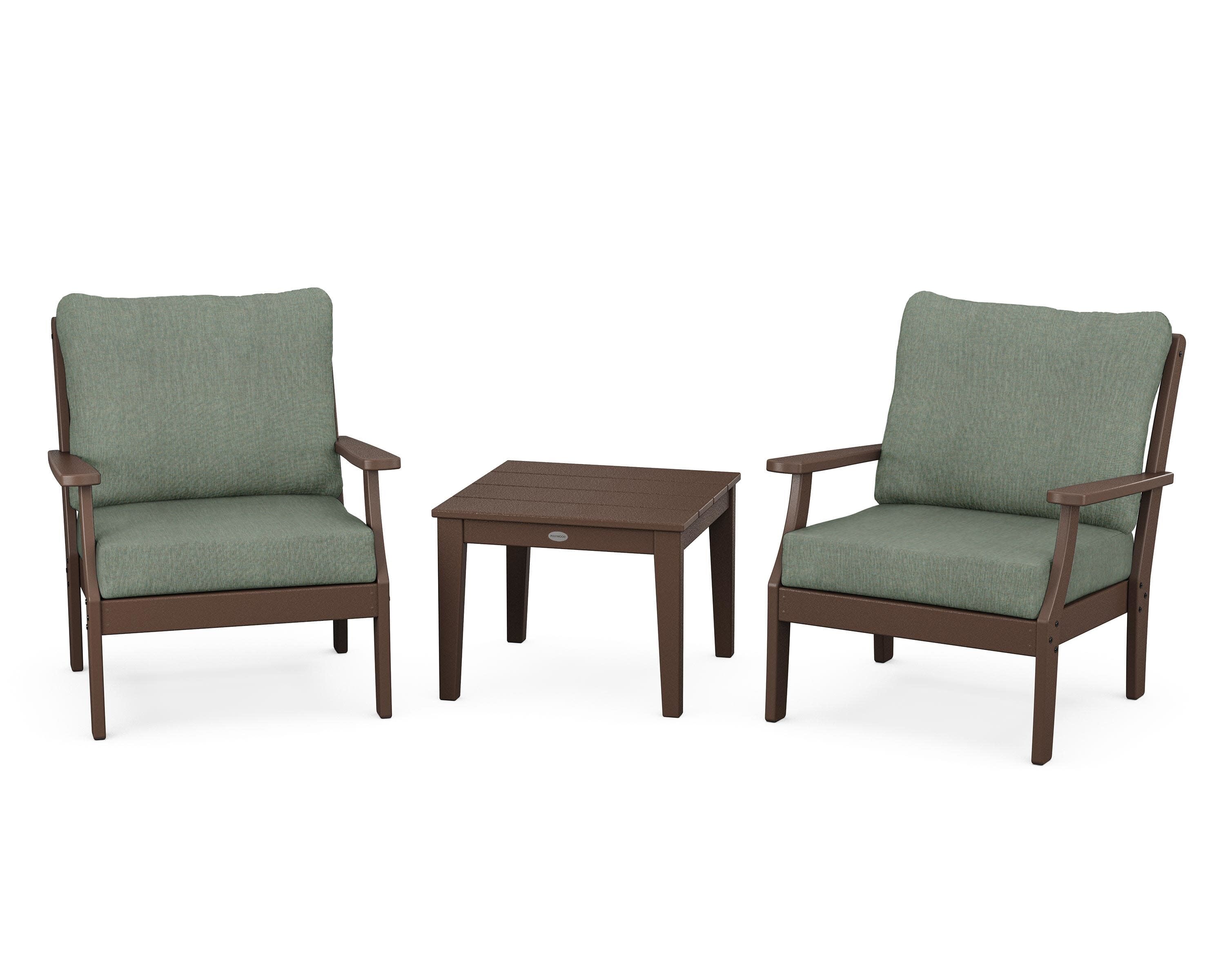 Braxton 3-Piece Deep Seating Set in Mahogany / Cast Sage