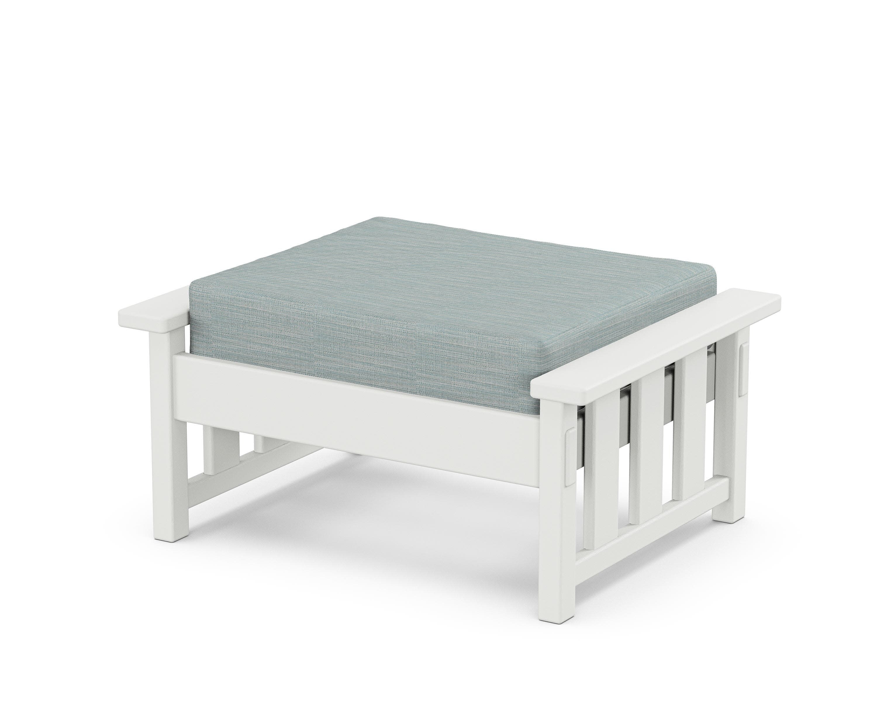 Acadia Deep Seating Ottoman in White / Soothe Mist