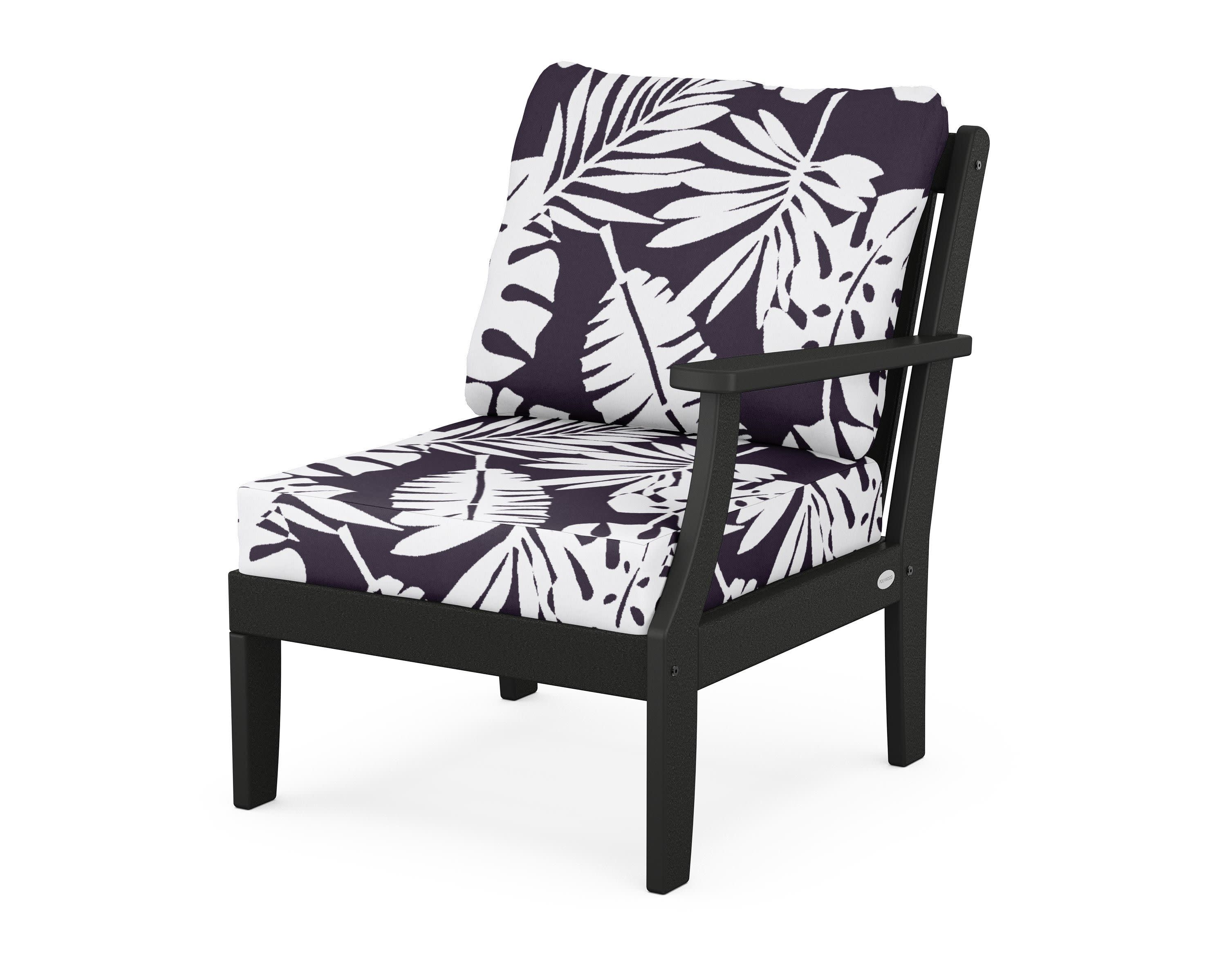 Braxton Modular Right Arm Chair in Black / Leaf Navy