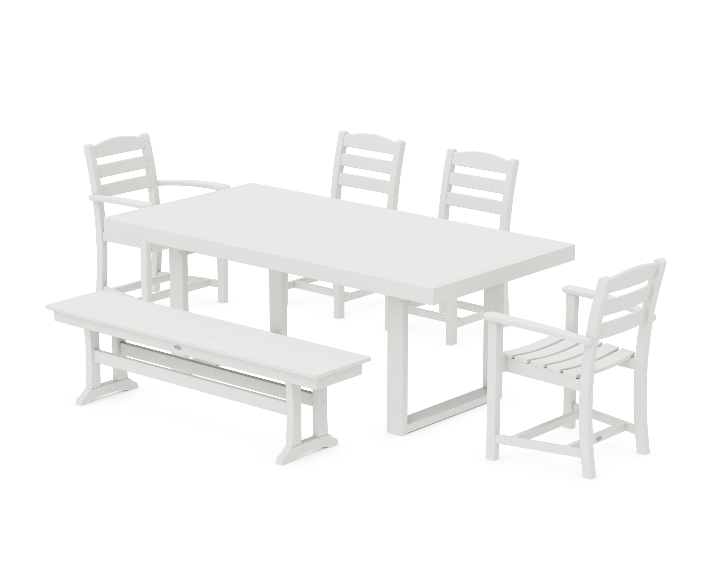 La Casa Caf 6-Piece Dining Set with Bench in Vintage White