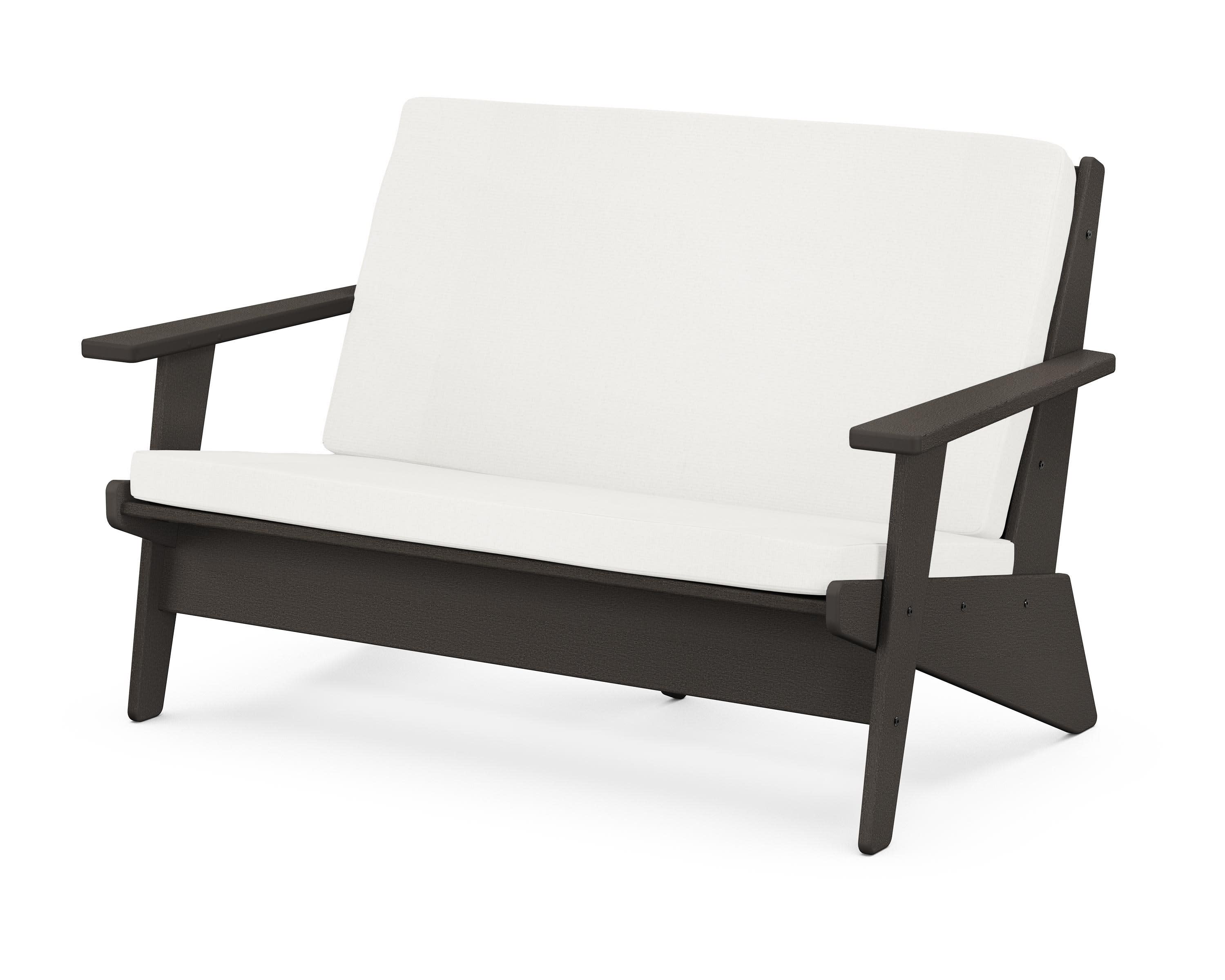 Riviera Modern Lounge Loveseat in Vintage Coffee / Natural Linen