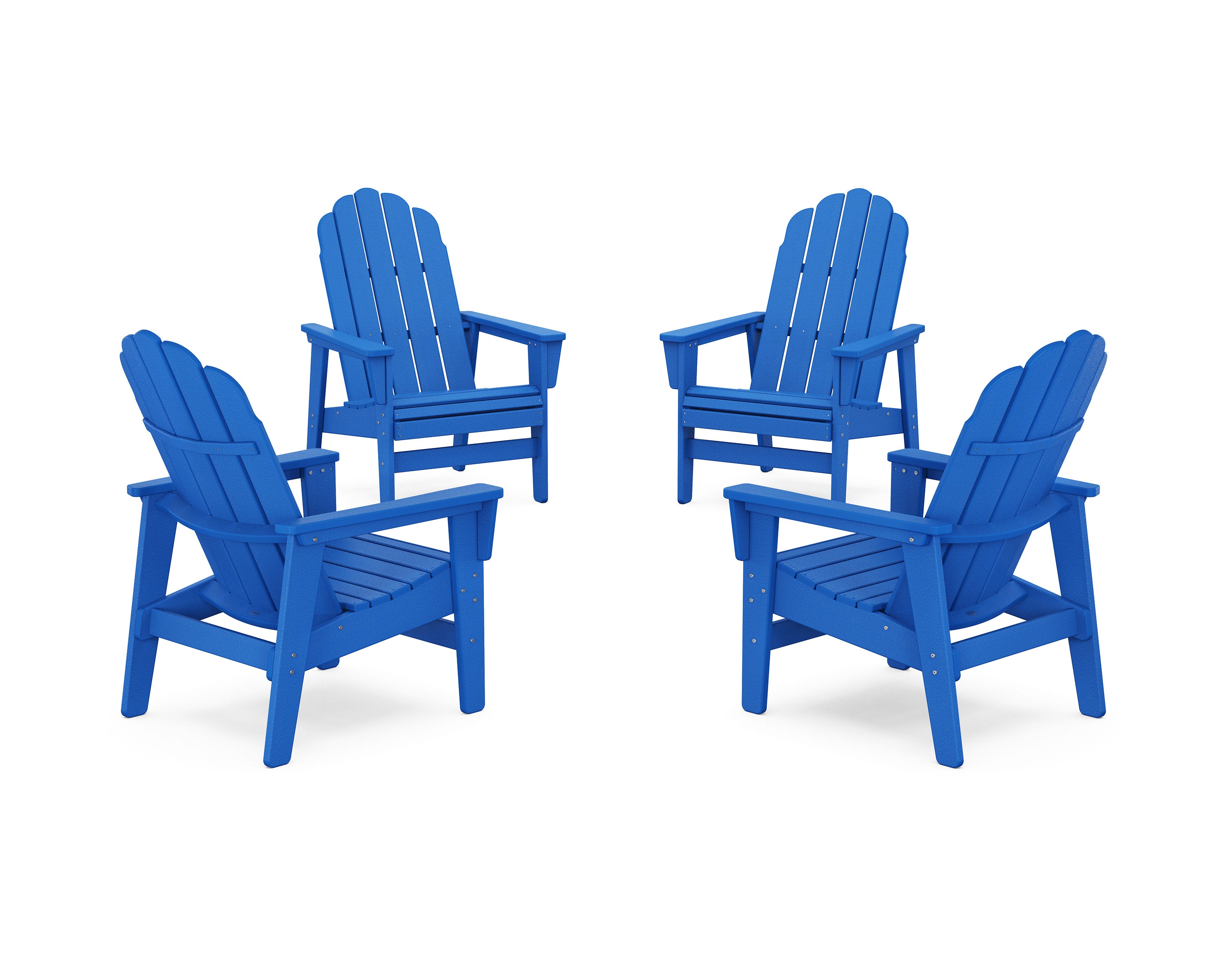 4-Piece Vineyard Grand Upright Adirondack Chair Conversation Set in Pacific Blue