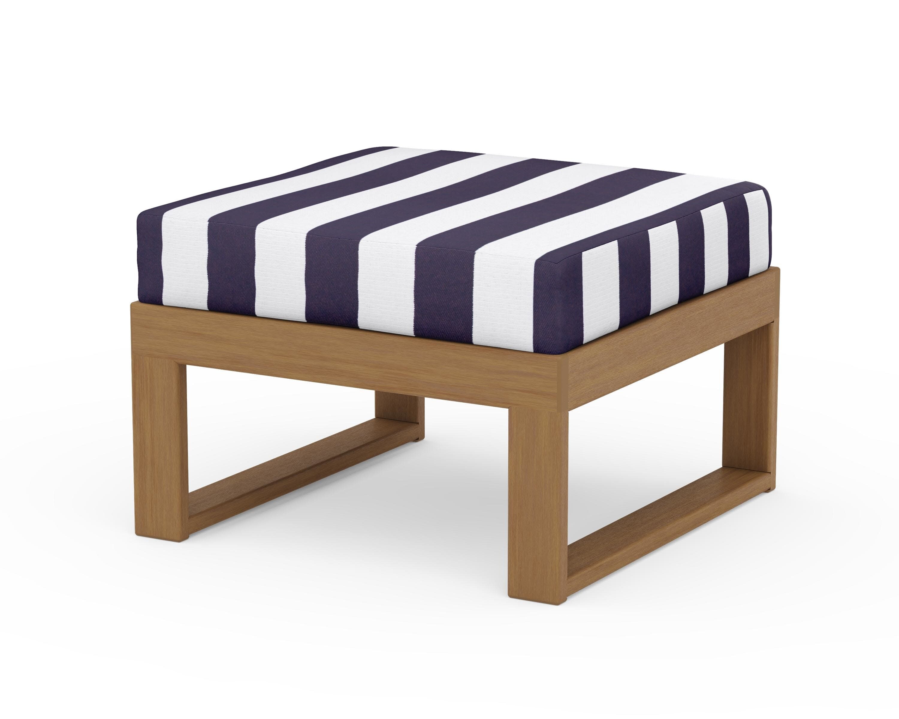 Modular Ottoman - Modern in Natural / Cabana Stripe Navy