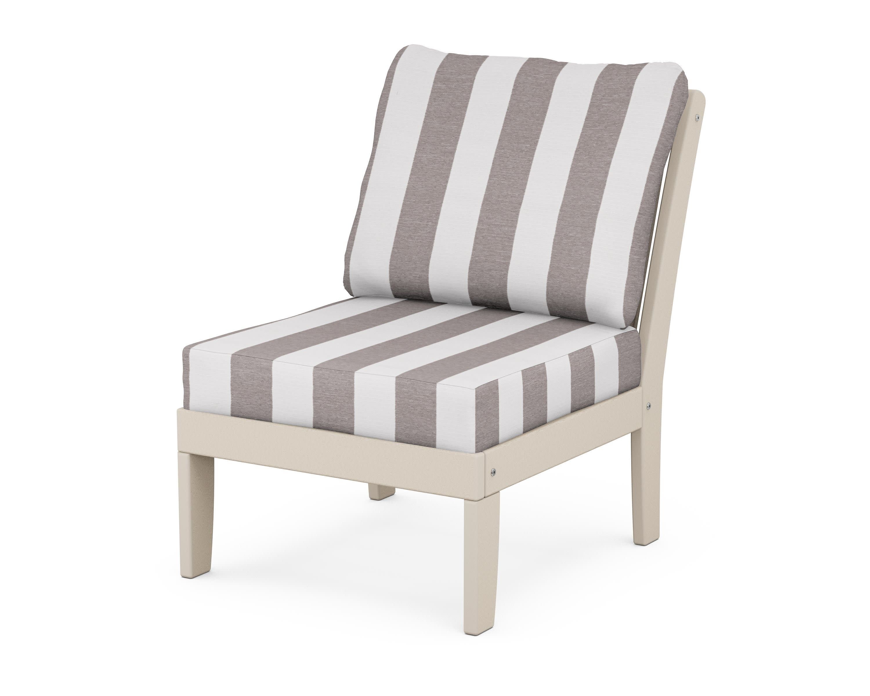 Braxton Modular Armless Chair in Sand / Cabana Stripe Grey Mist