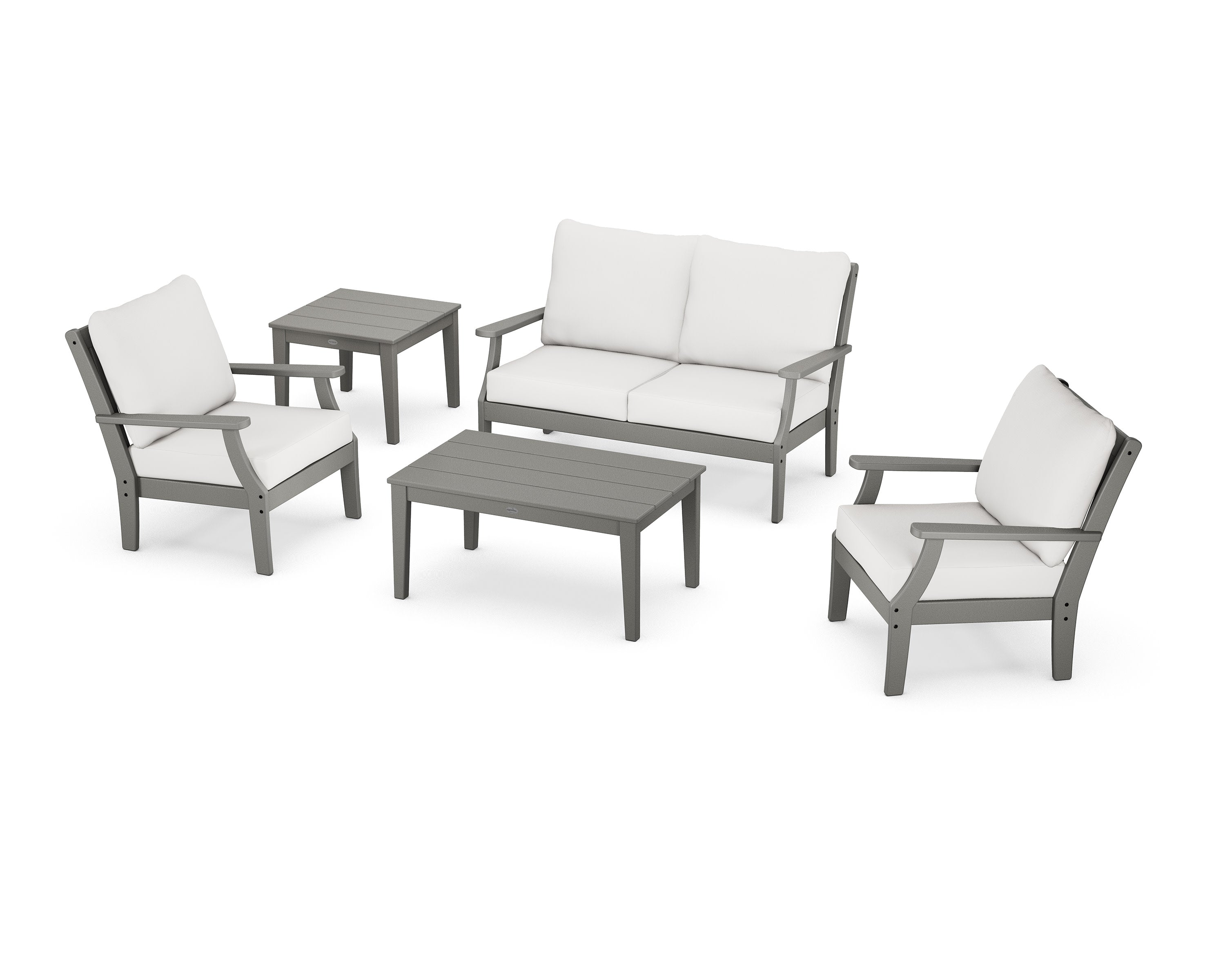 Braxton 5-Piece Deep Seating Set in Slate Grey / Natural Linen