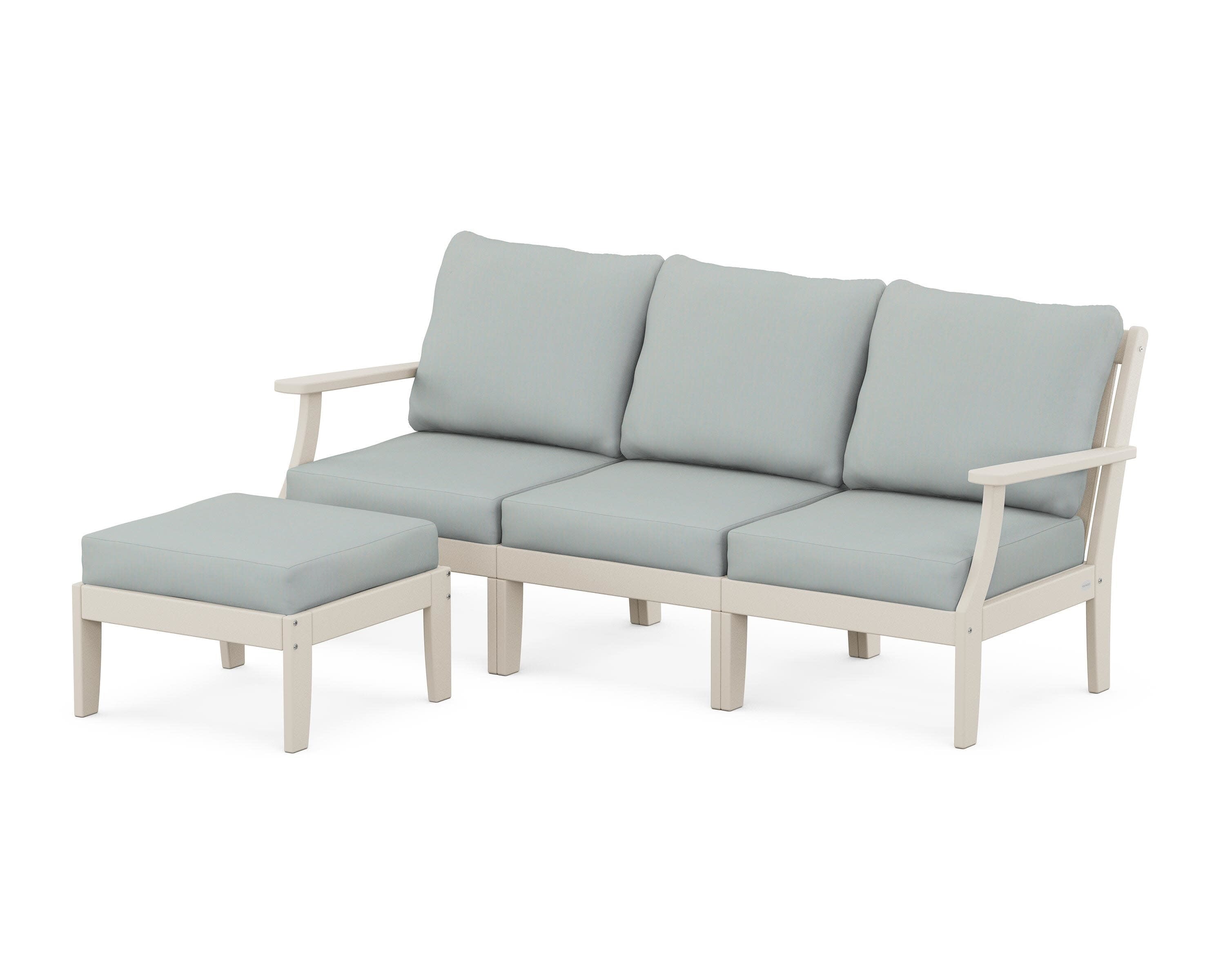 Braxton Modular 4-Piece Deep Seating Set with Ottoman in Sand / Spa