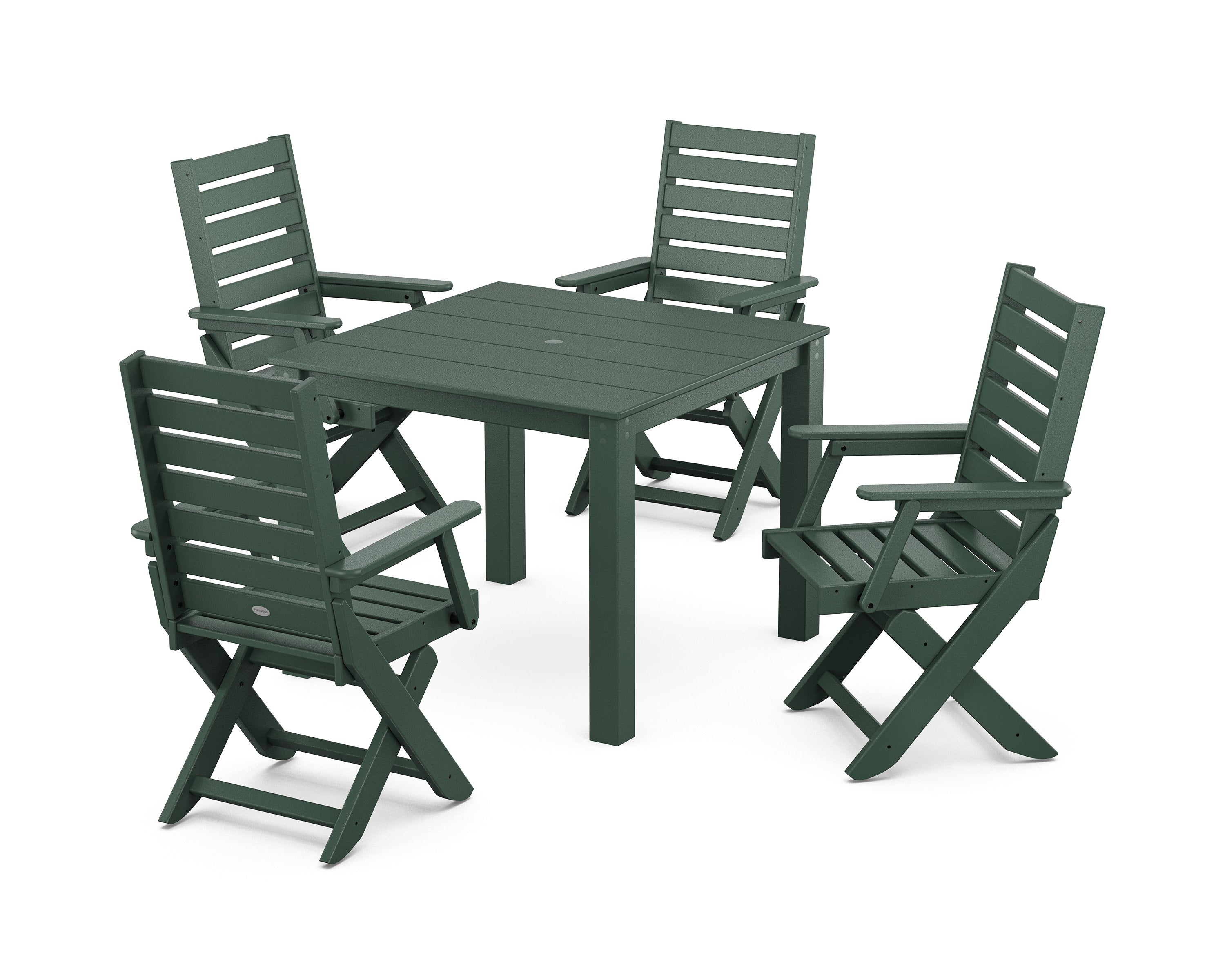 Captain Folding Chair 5-Piece Parsons Dining Set in Green