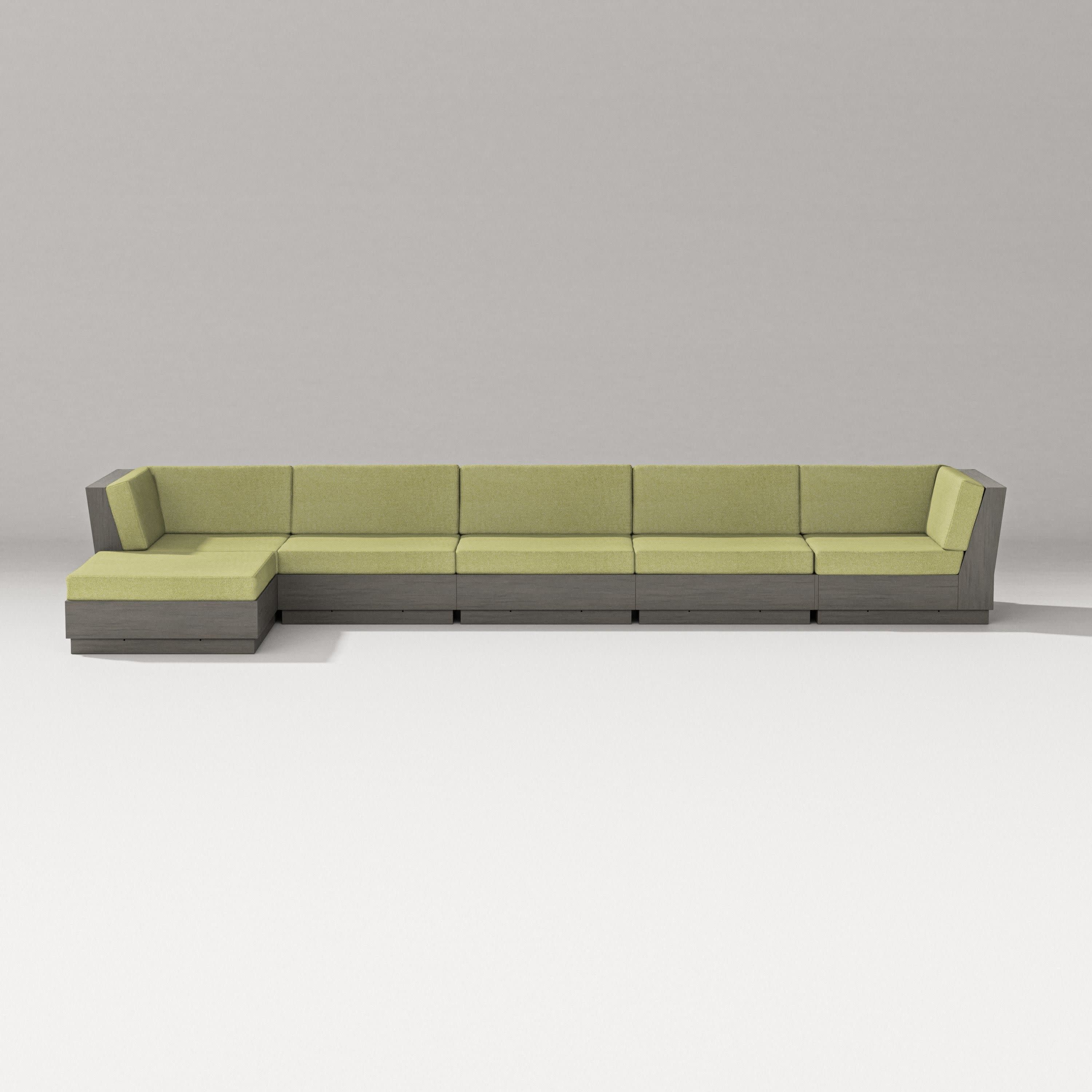 Elevate 6-Piece Chaise Sectional in Driftwood / Chartreuse Boucle