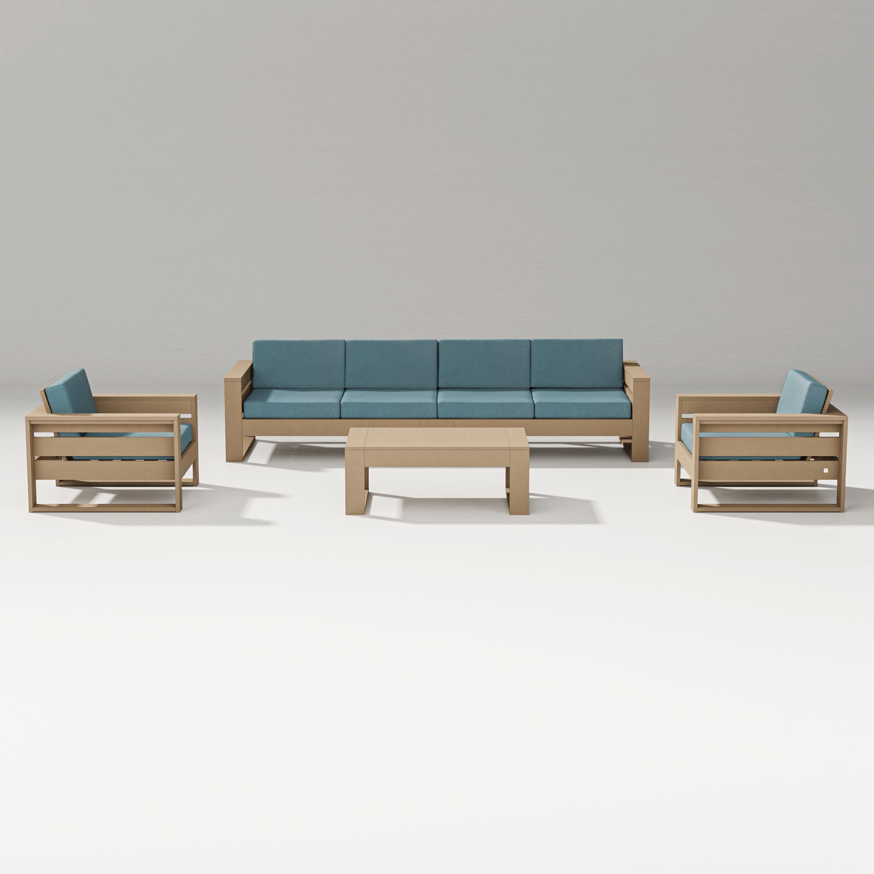 Latitude 5-Piece Lounge Sofa Set in Vintage Sahara / Ocean Teal