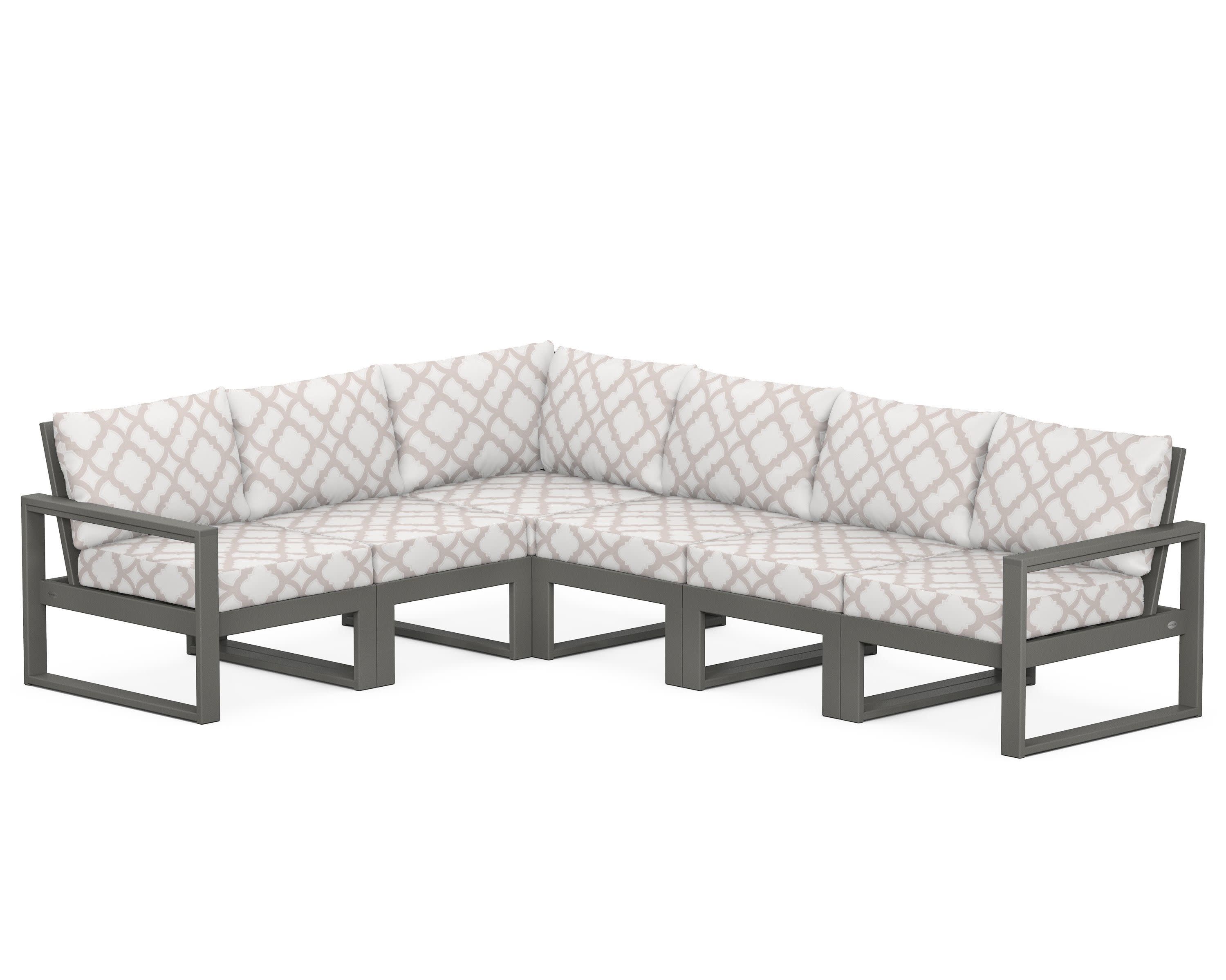 EDGE 6-Piece Modular Deep Seating Set in Slate Grey / Trellis Dune Burlap