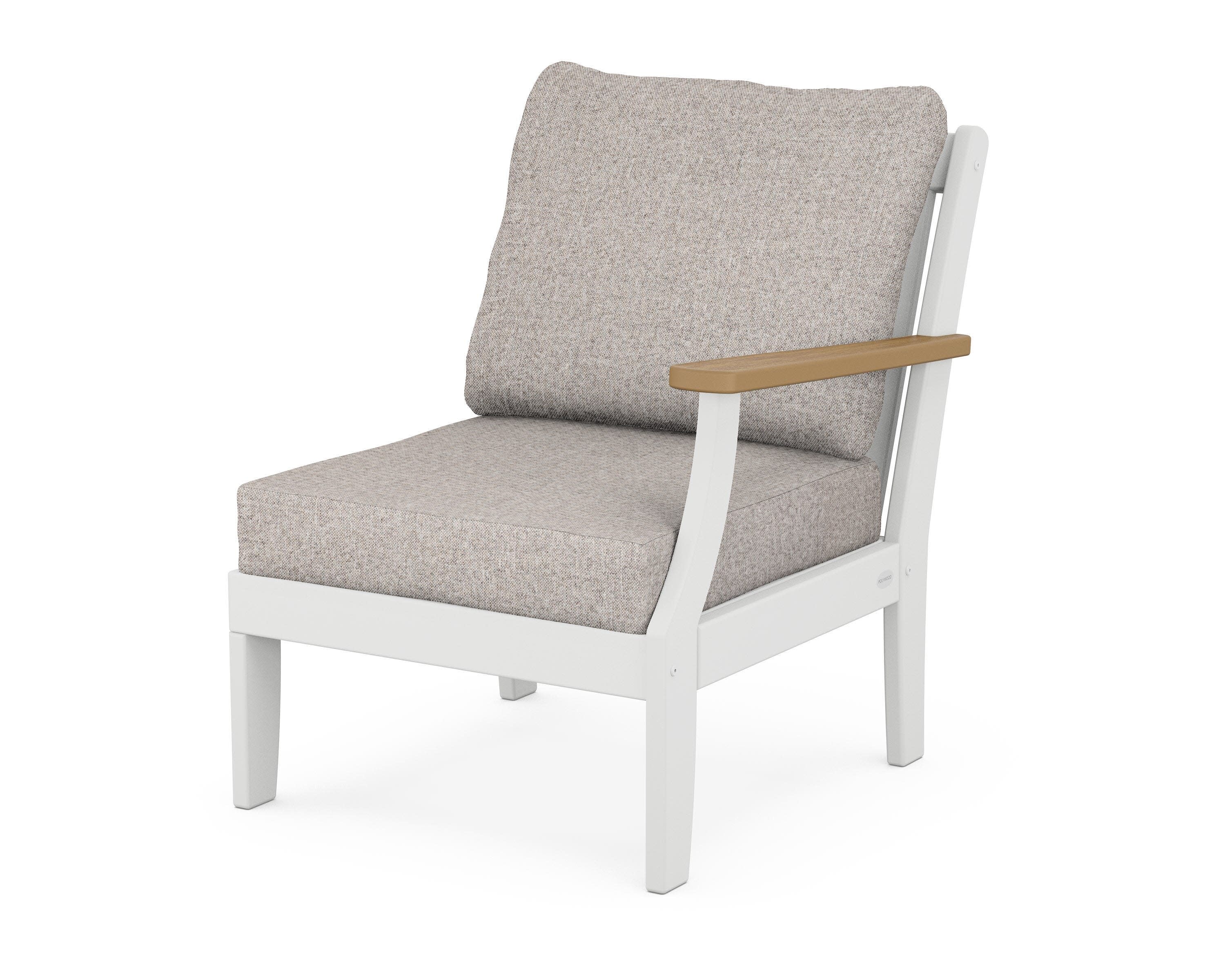 Braxton Modular Right Arm Chair in White / Natural / Weathered Tweed