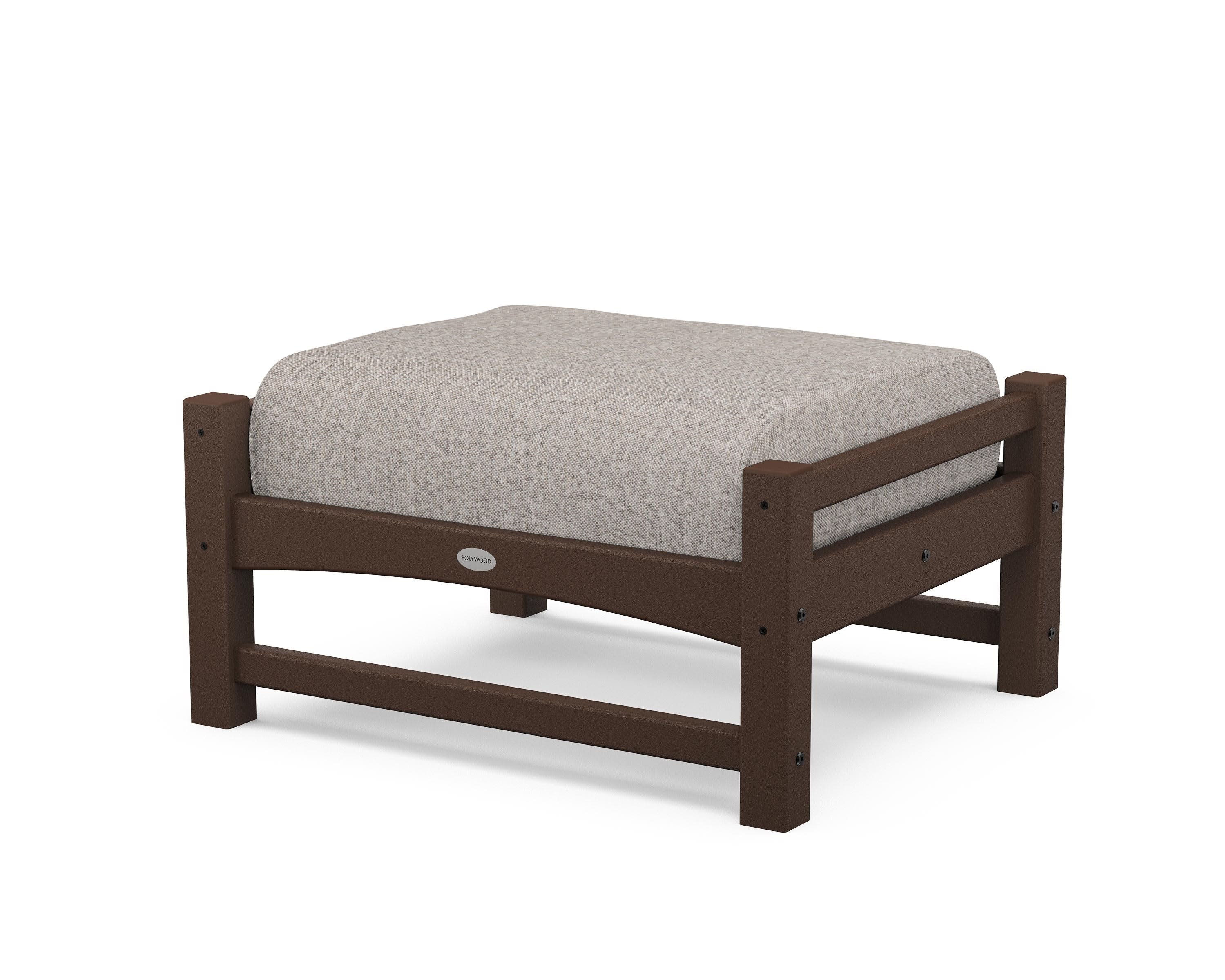 Club Ottoman in Mahogany / Weathered Tweed