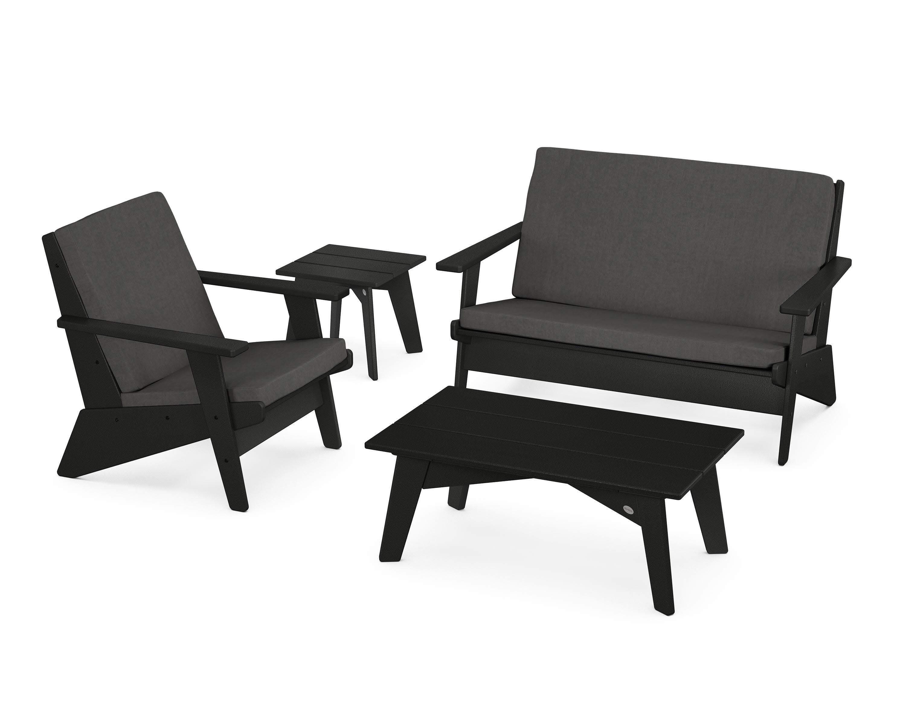 Riviera Modern Lounge 4-Piece Set in Black / Spectrum Carbon