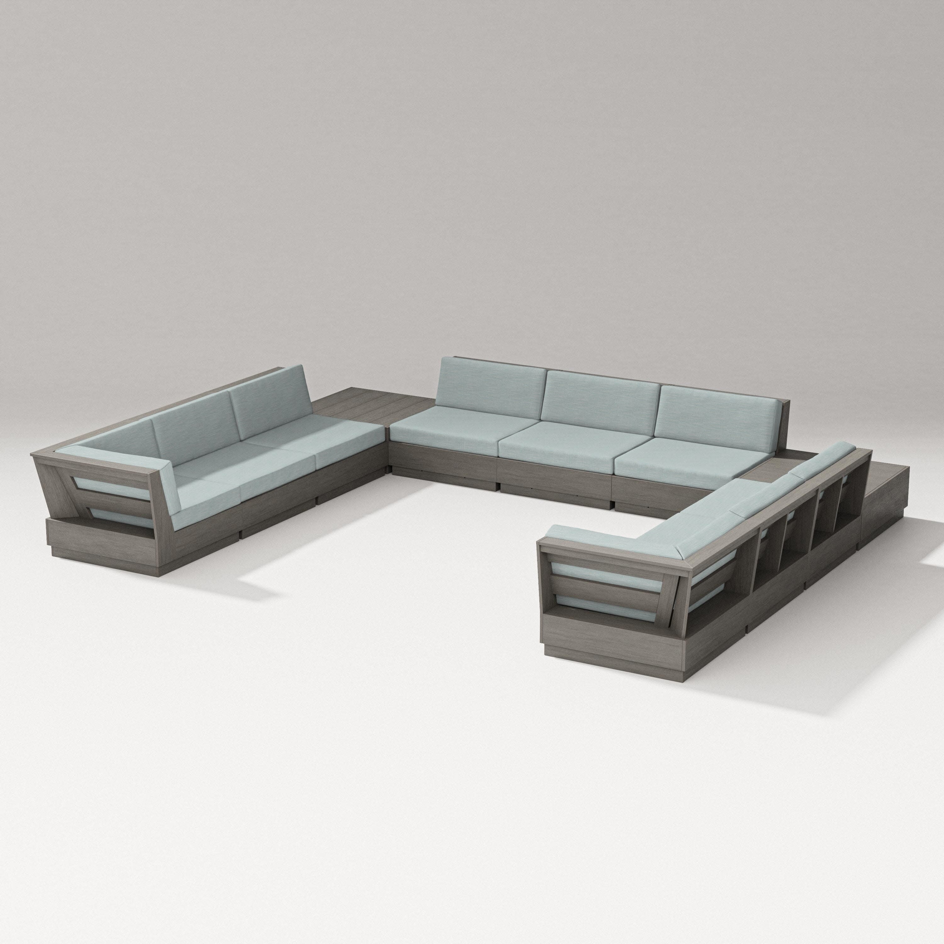 Elevate 11-Piece U-Shaped Sofa Sectional in Driftwood / Soothe Mist