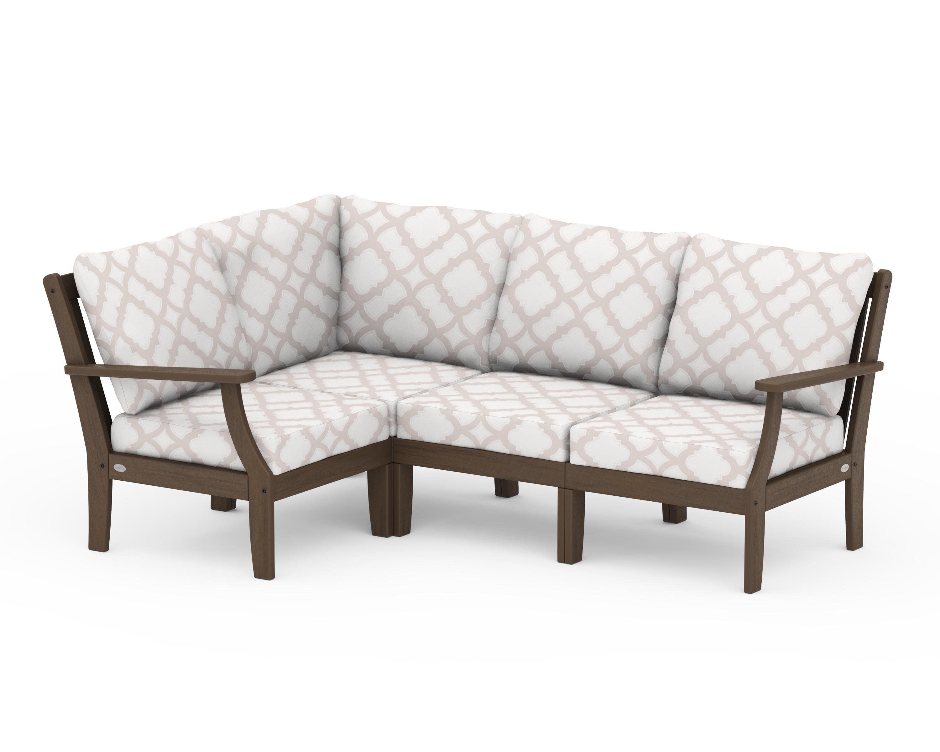 Braxton Modular 4-Piece Deep Seating Set in Kona / Trellis Dune Burlap
