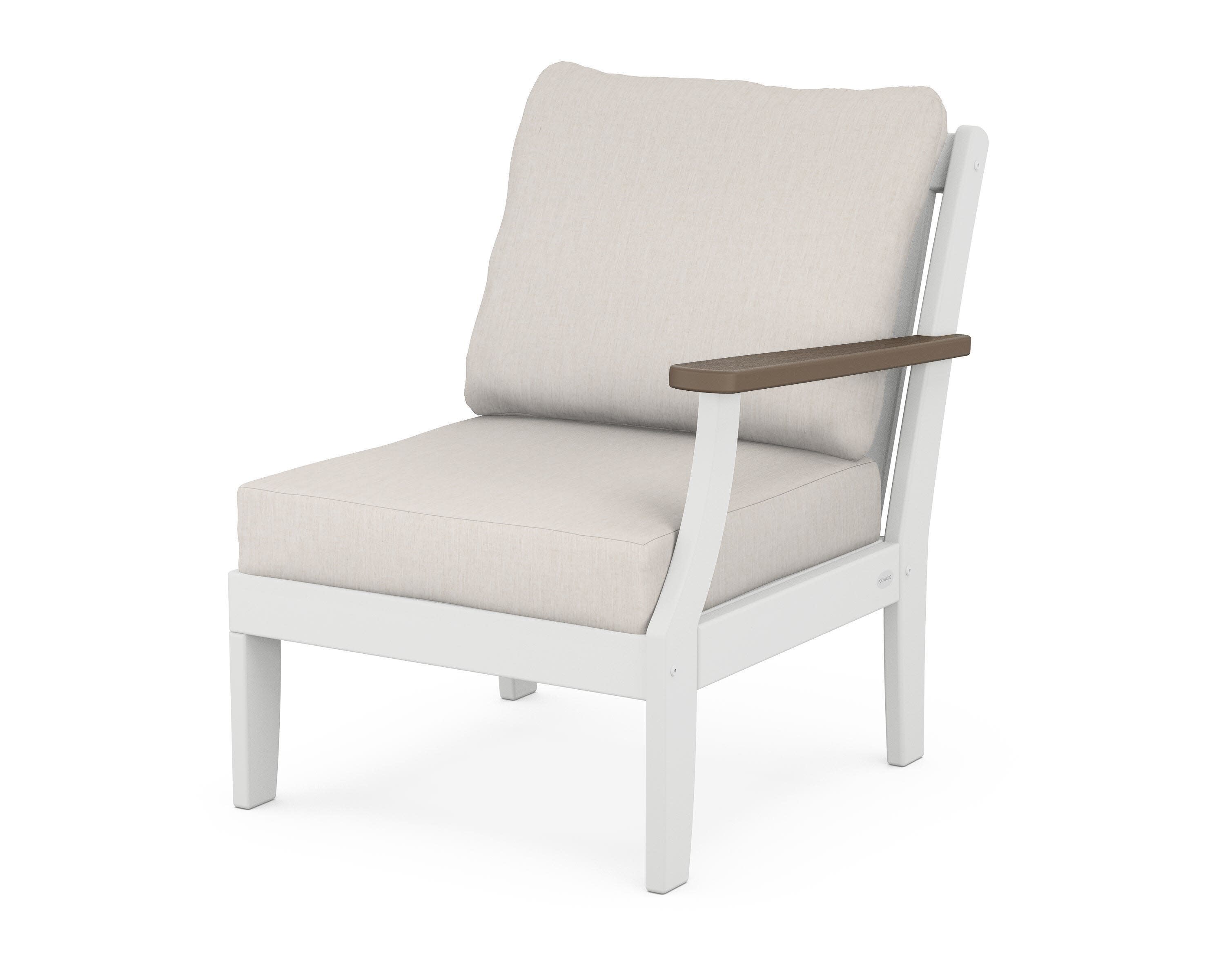 Braxton Modular Right Arm Chair in White / Kona / Cast Ash