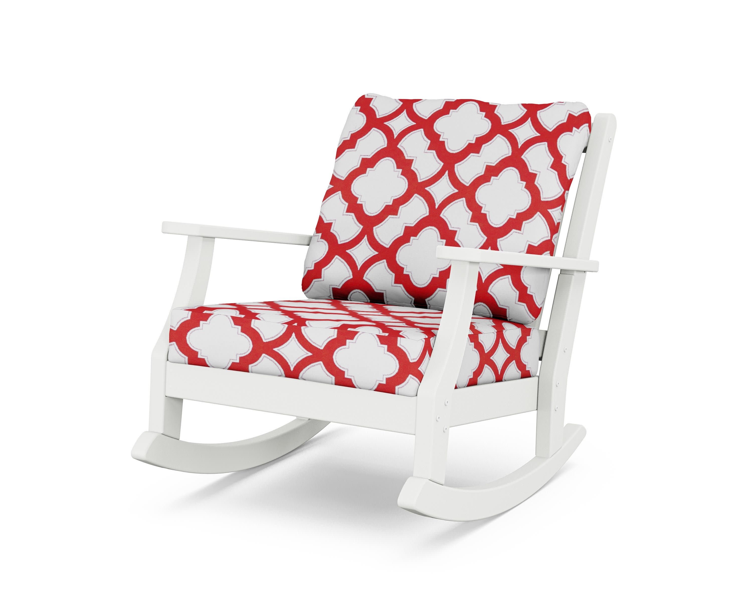Wovendale Deep Seating Rocking Chair in White / Trellis Crimson