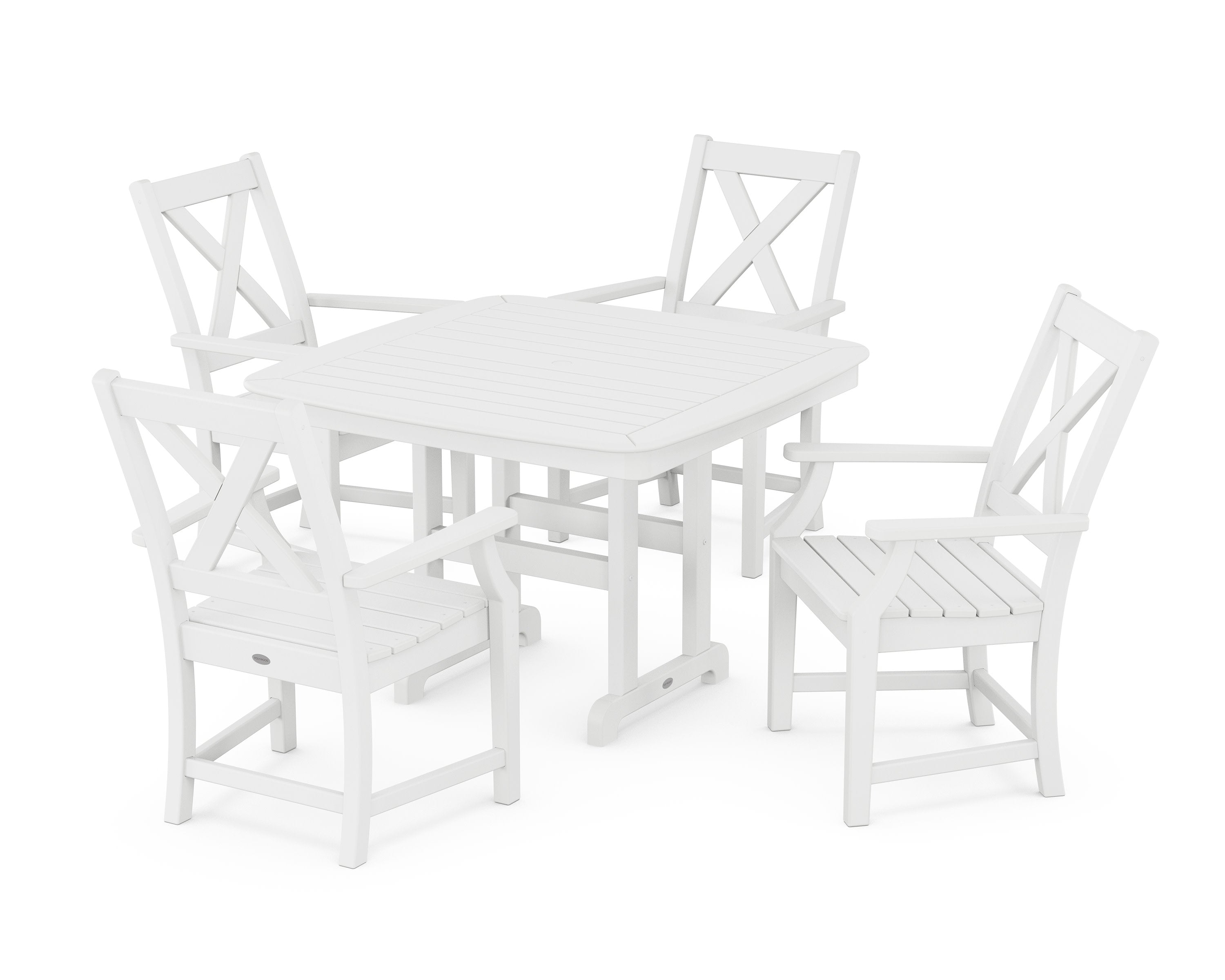 Braxton 5-Piece Dining Set with Trestle Legs in White