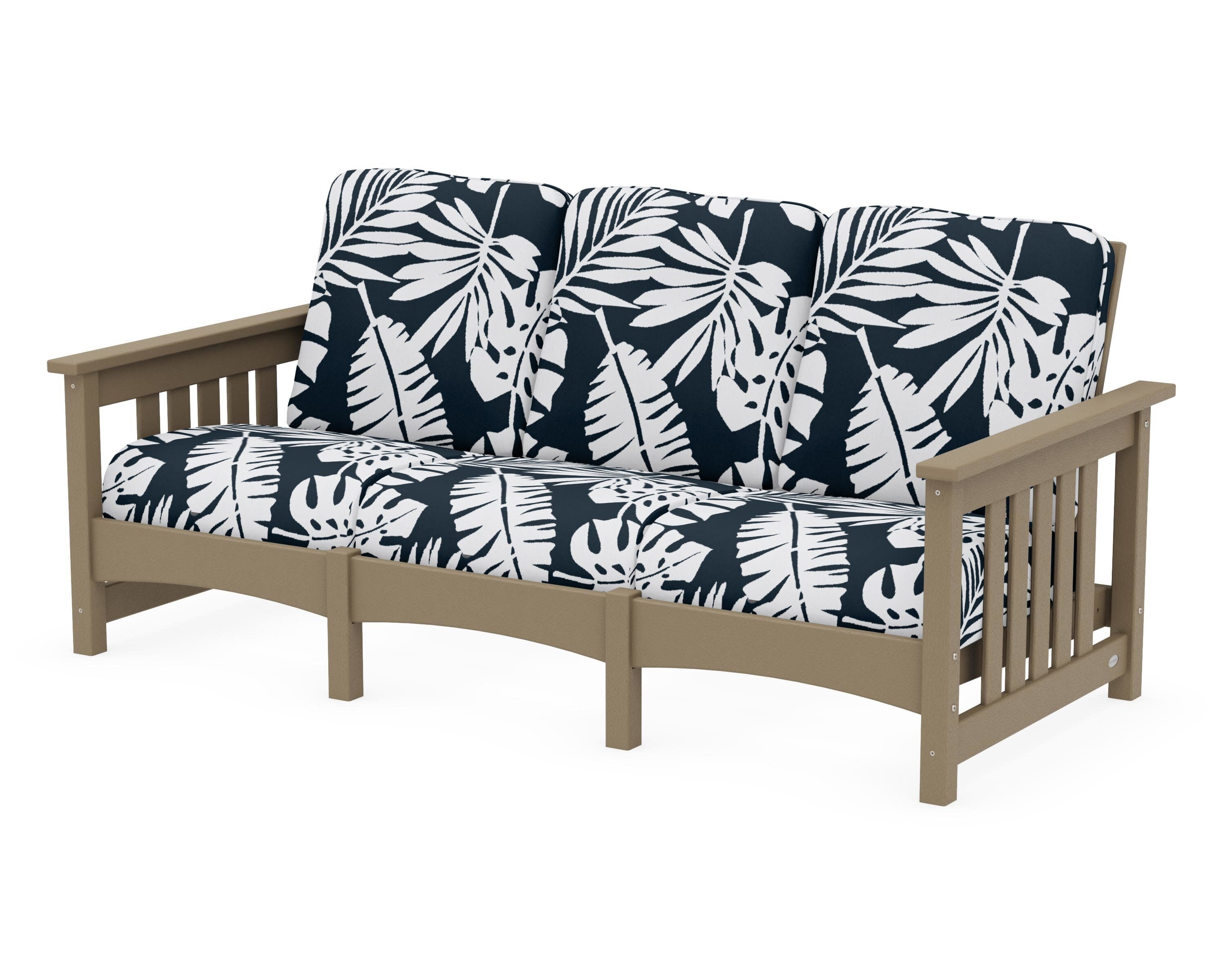 Club Mission Sofa in Vintage Sahara / Leaf Marine Indigo